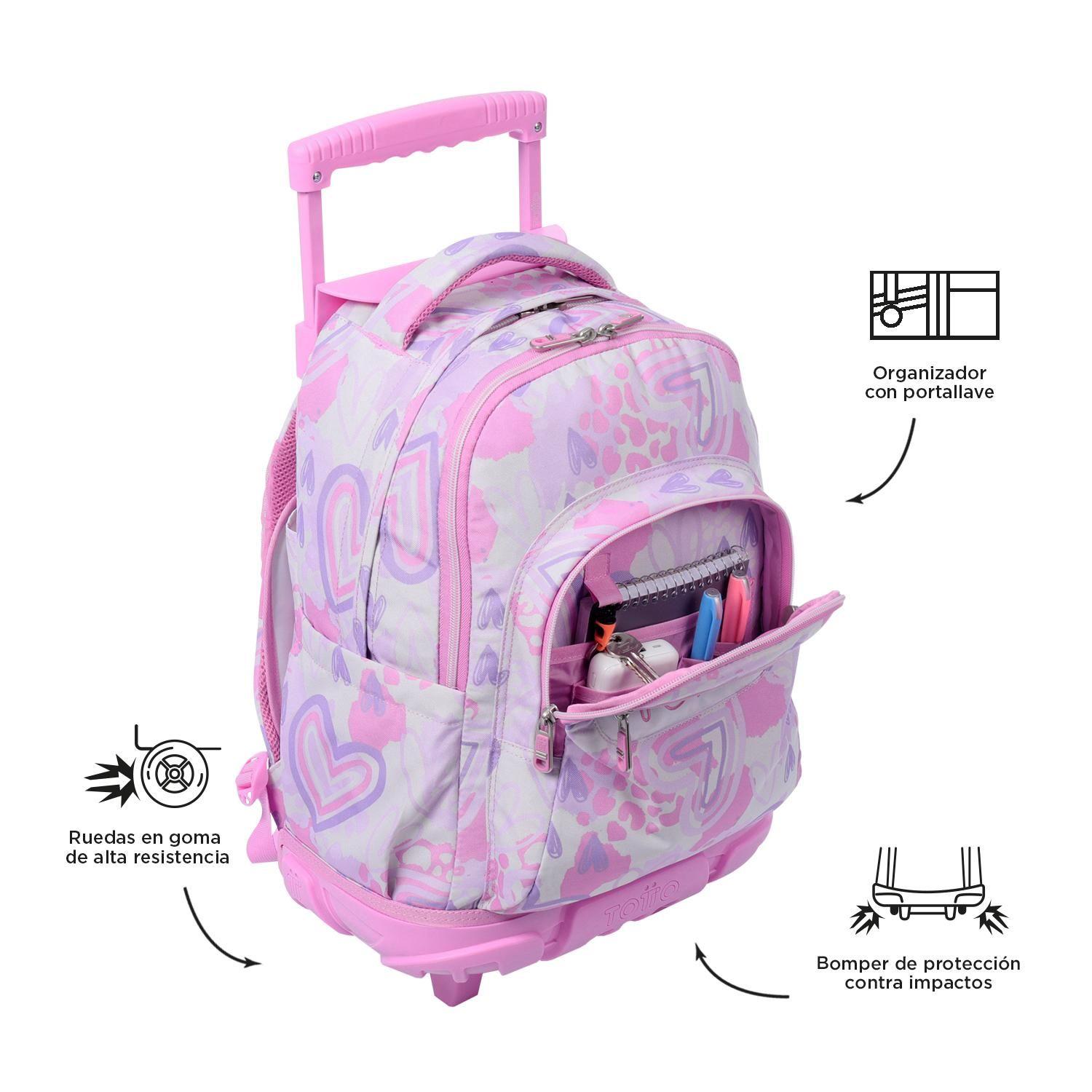 Mochila Escolar con Ruedas Bomper Renglon Amalia-5