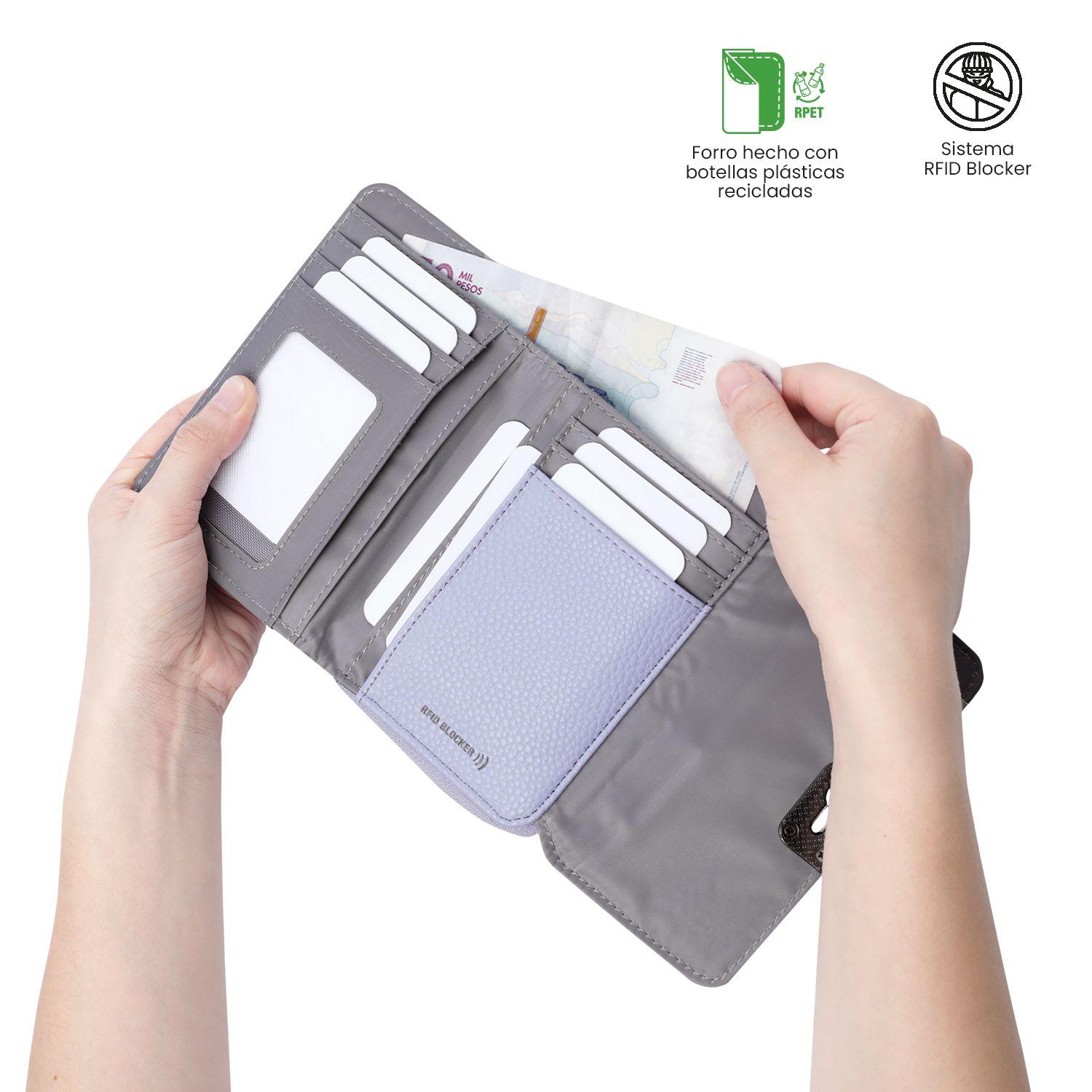 Billetera Totto Mujer Smooth Cri con RFID Blocker Morada-2