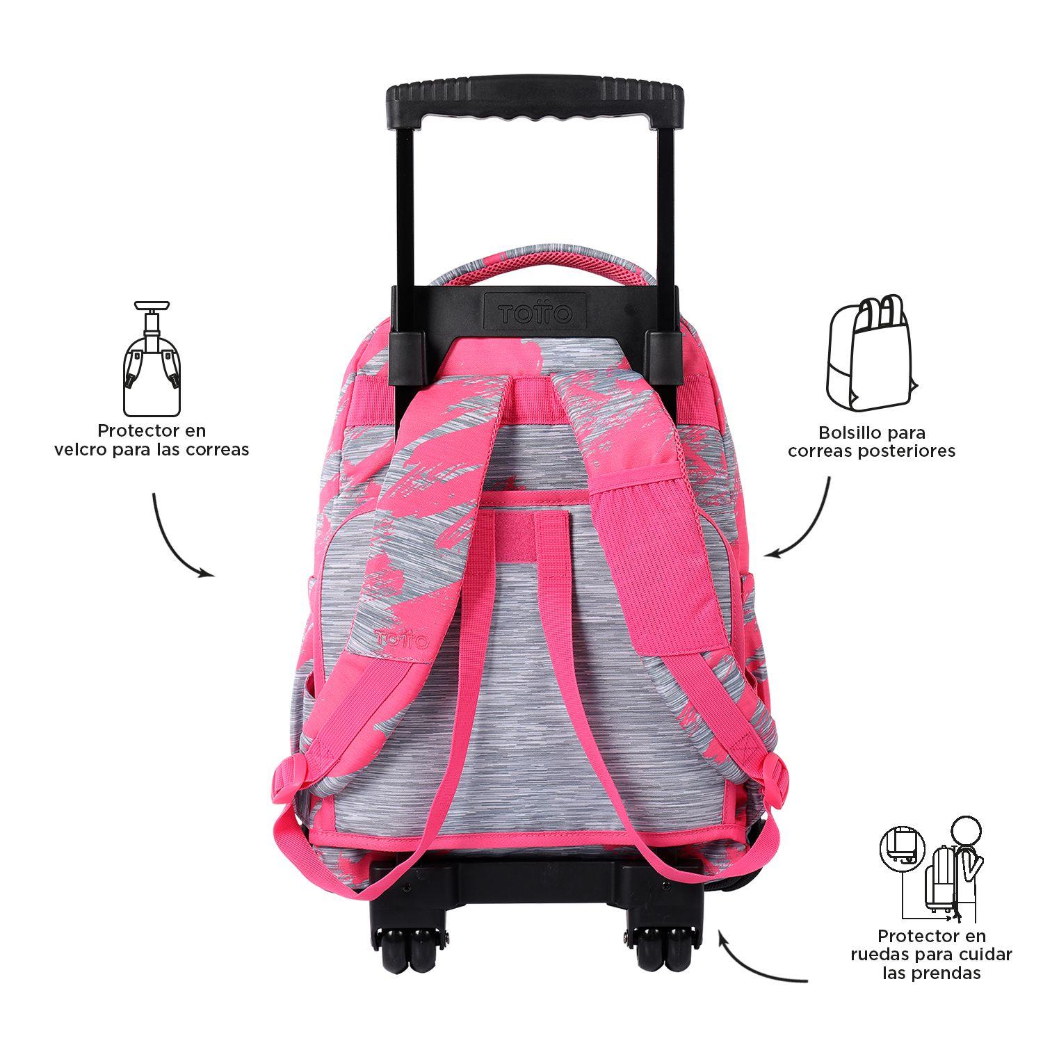 Mochila Con Ruedas Niña Bomper Renglon Rosado Dina-3