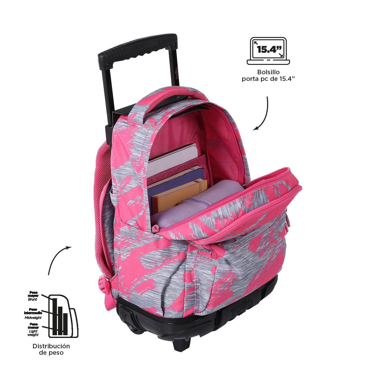 Mochila Con Ruedas Niña Bomper Renglon Rosado Dina-4