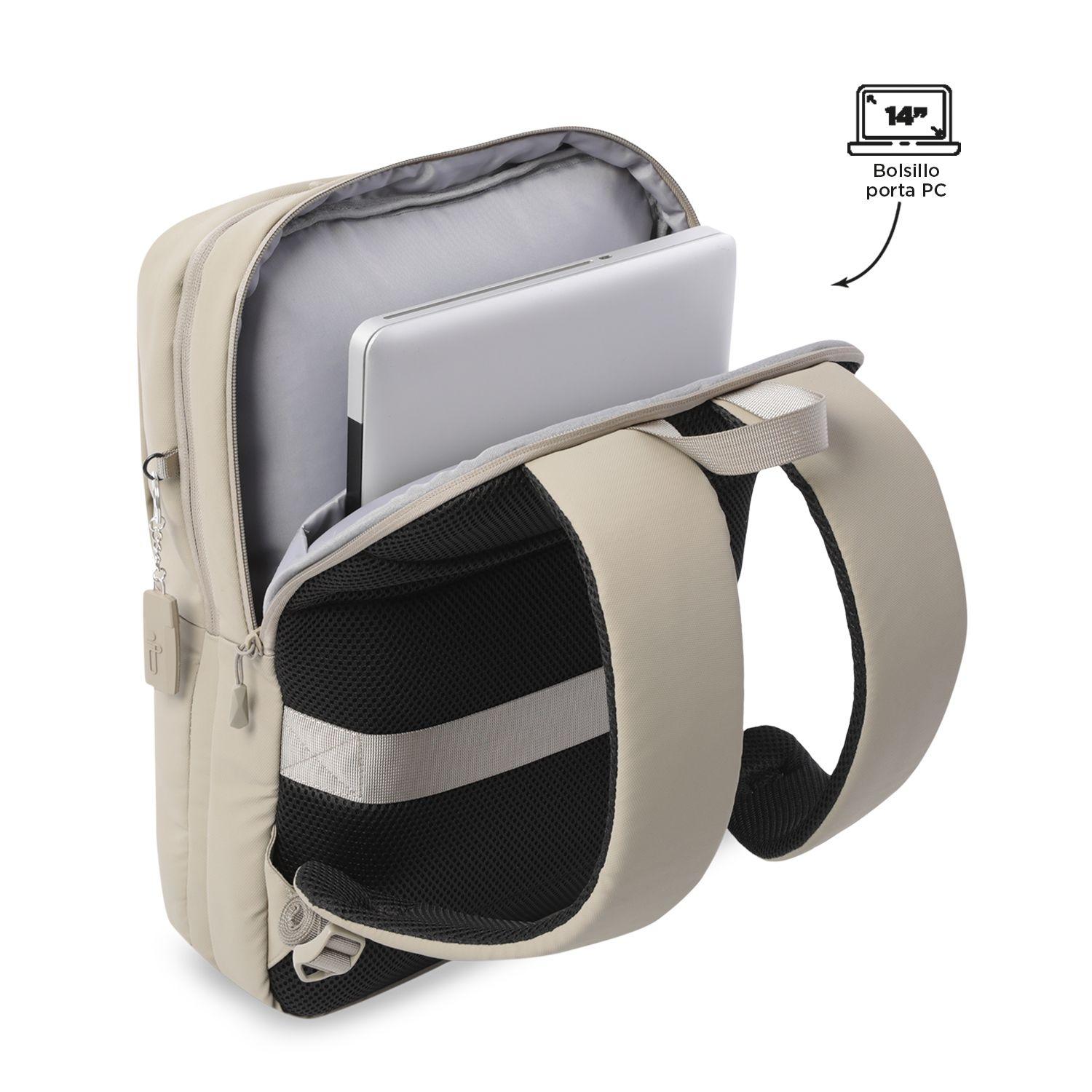 Mochila Ejecutivo Porta PC 14" Vania Café-4