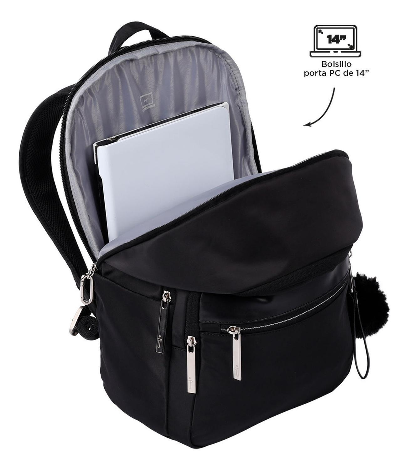 Mochila Ejecutiva Mujer Totto Adelaide 3 2.0 Negro/black-4