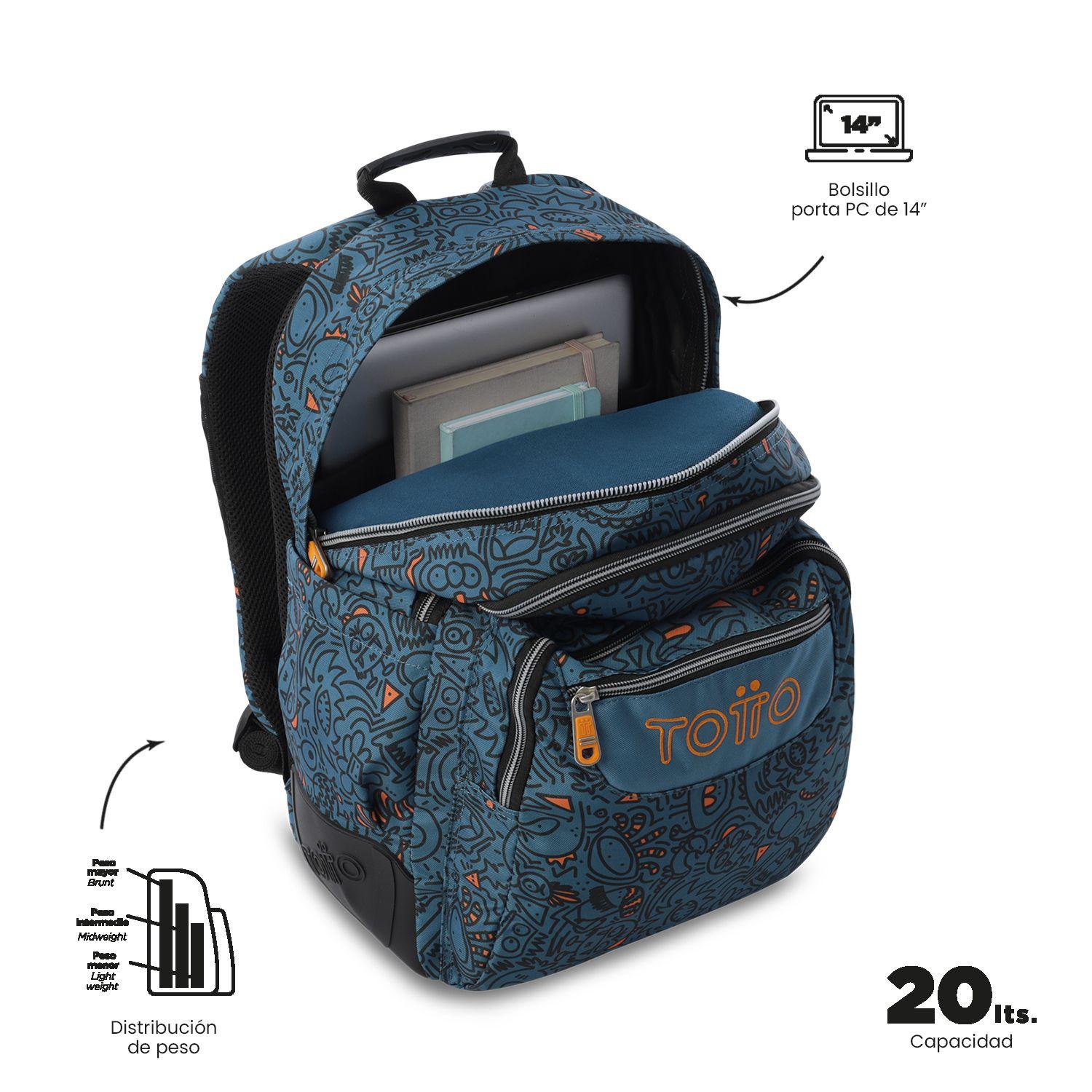 Mochila Escolar Notebook 14" Rayol Azul  Totto-4