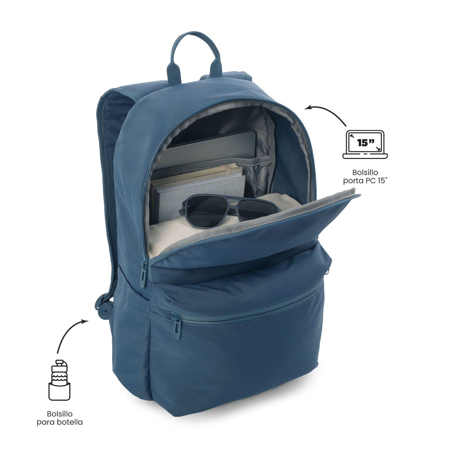 Mochila Universitaria Dragonar Porta Notebook 15" Azul-5