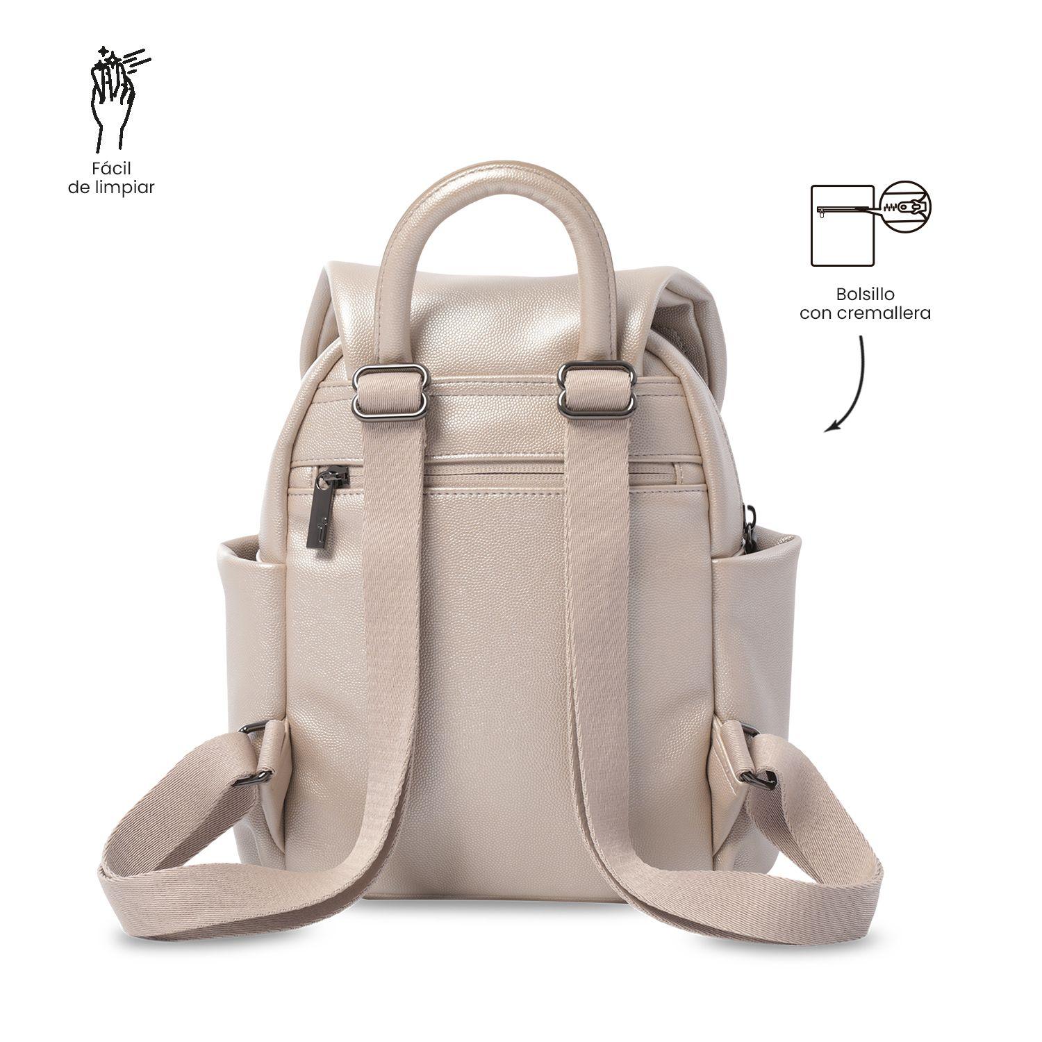 Bolso Pequeño para Mujer Soul tipo Mochila Beige/Negro-3