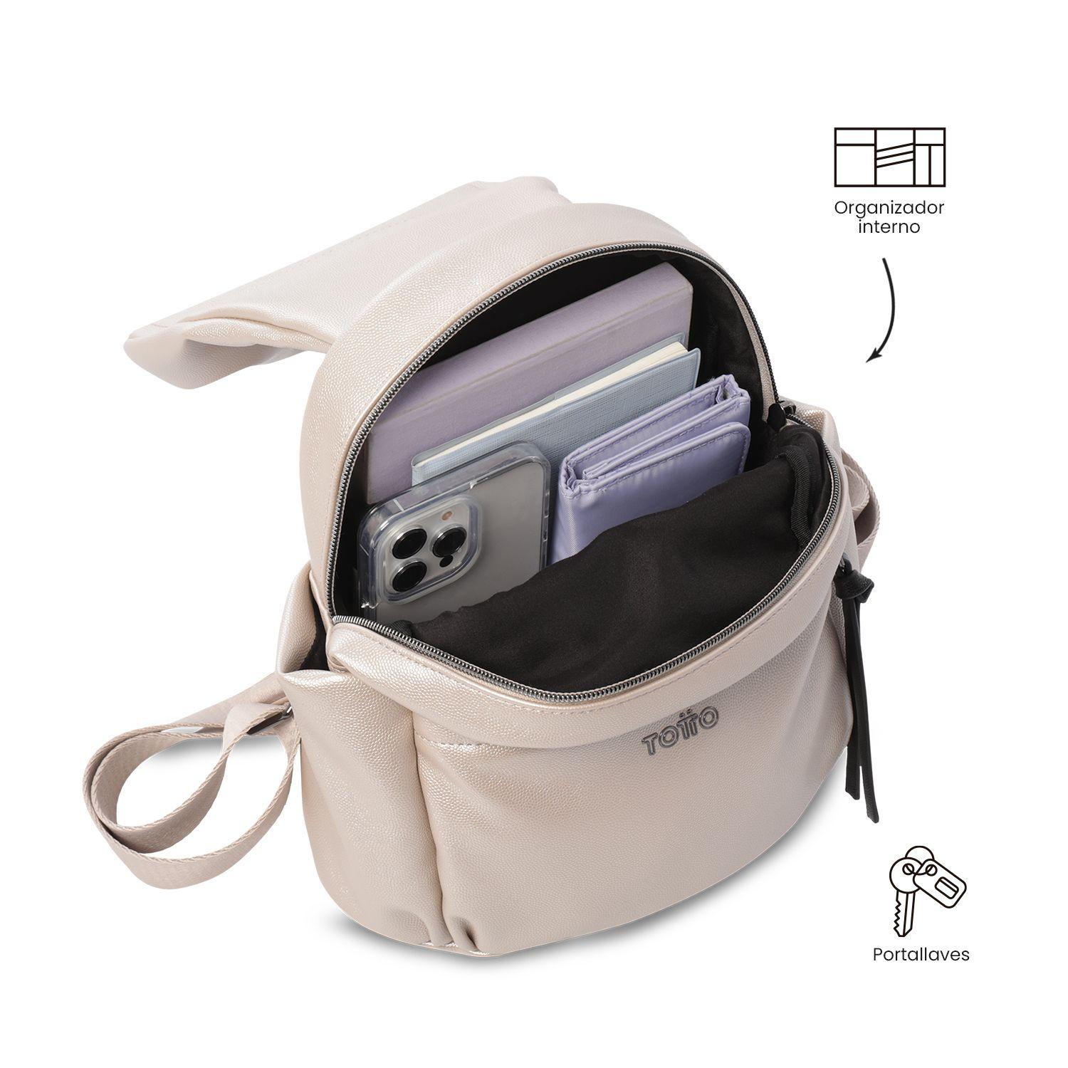 Bolso Pequeño para Mujer Soul tipo Mochila Beige/Negro-4