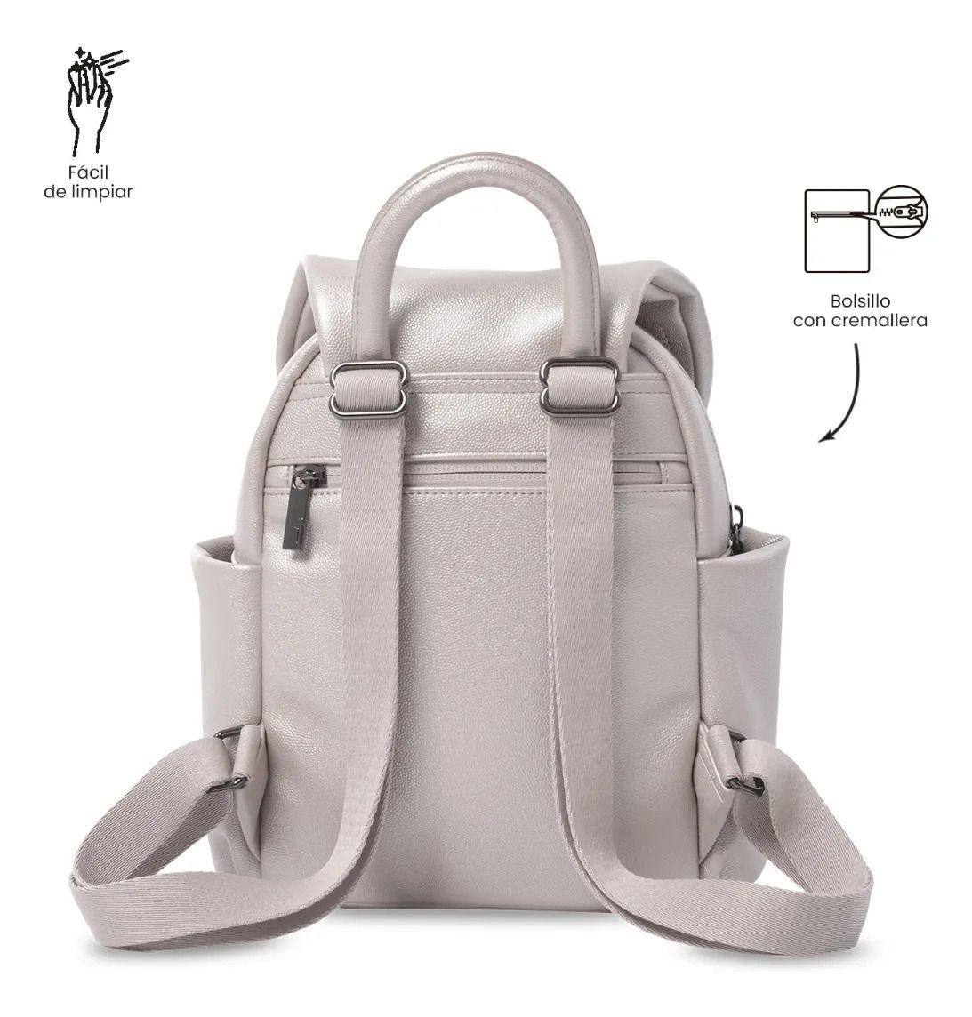 Bolso Pequeño Para Mujer Soul Tipo Mochila Beige/negro-3
