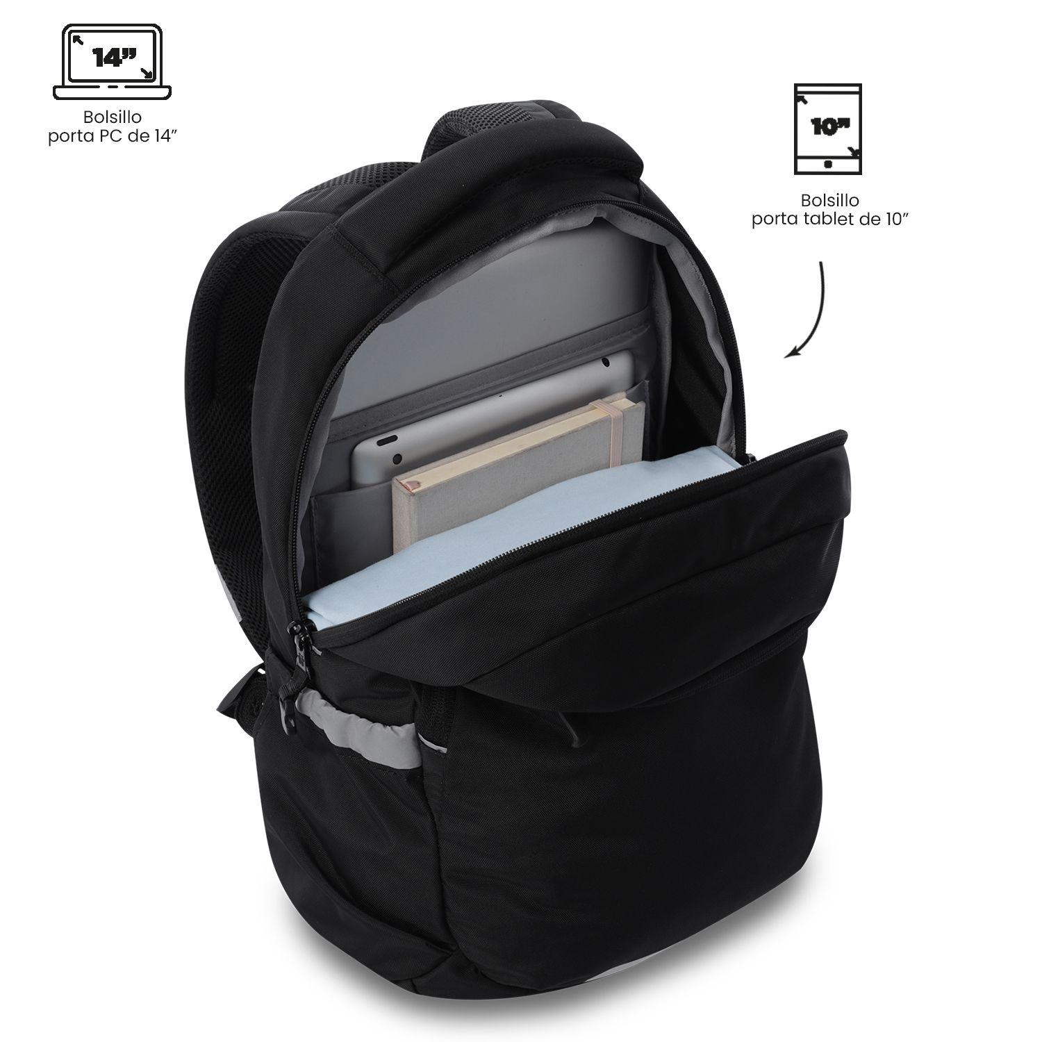 Mochila Universitaria Notebook 14" Misisipi Negra Unisex Totto-4