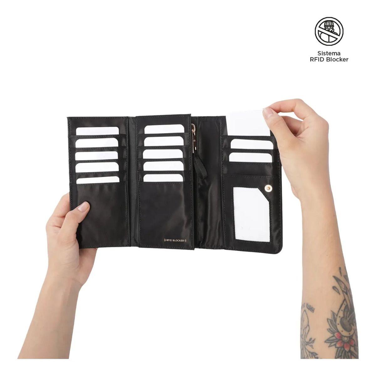 Billetera Mujer Bel Grande Con Rfid Blocker Negra-2