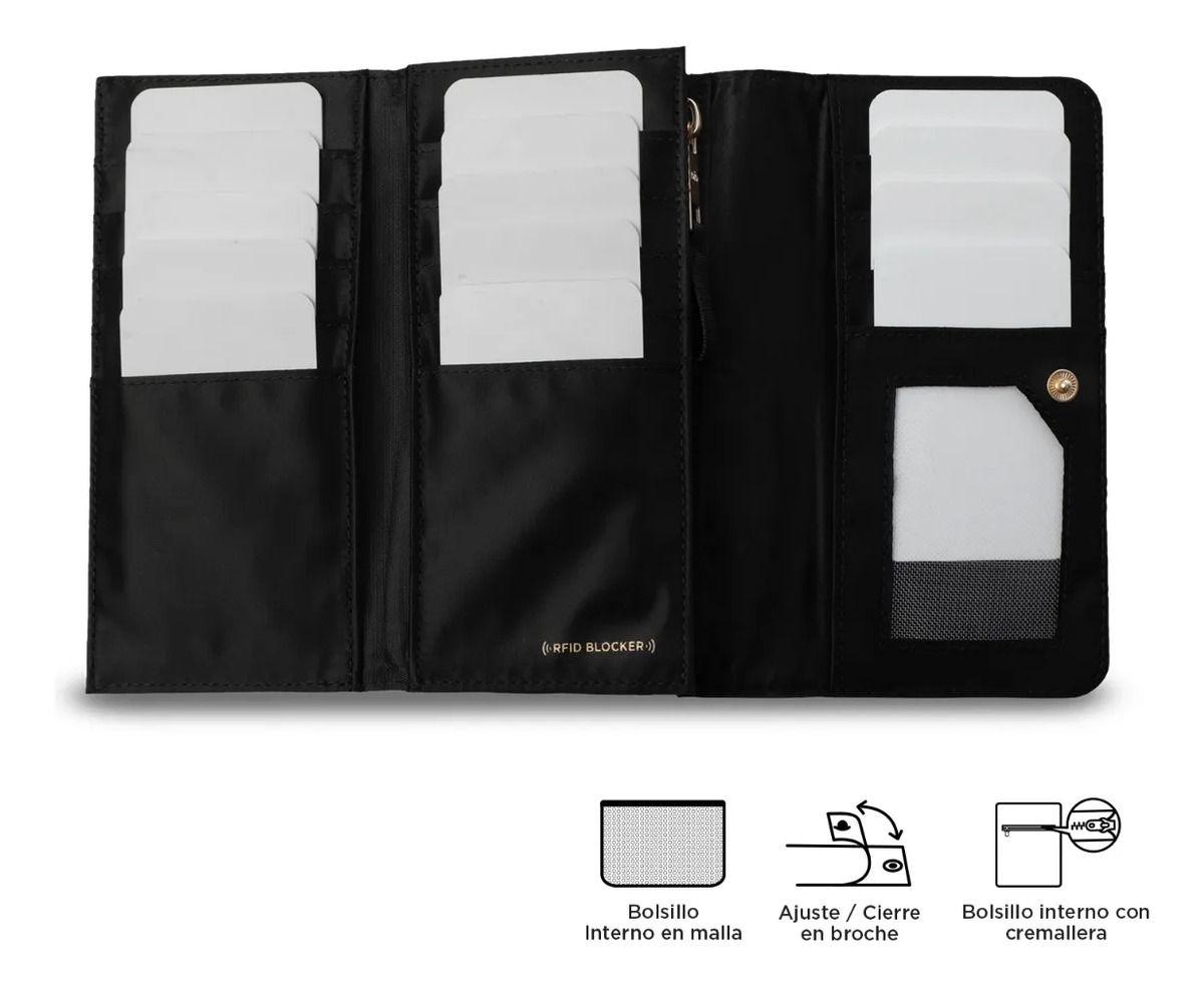 Billetera Mujer Bel Grande Con Rfid Blocker Negra-3