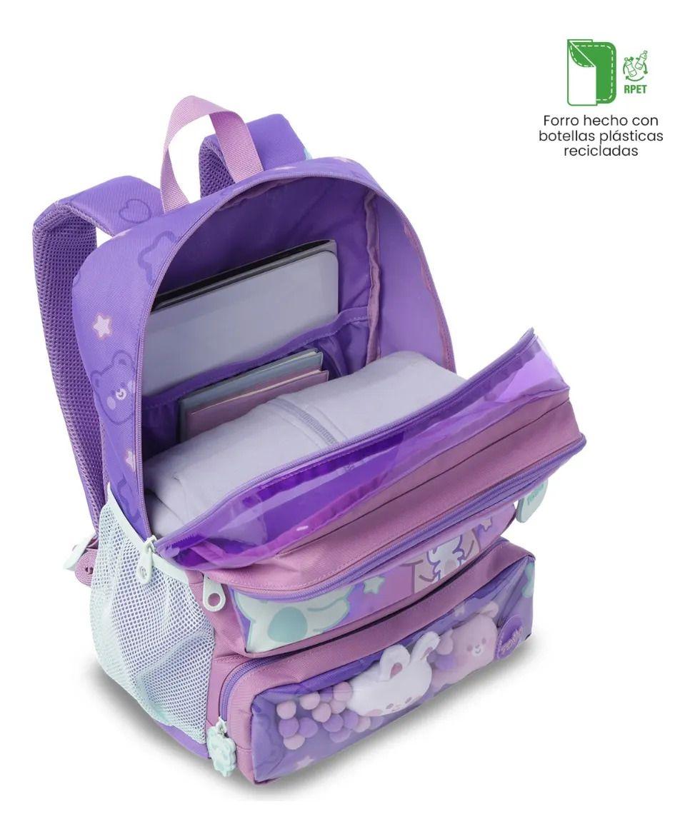 Mochila Escolar Totto Para Niña Friends Party Mediano Morado-4