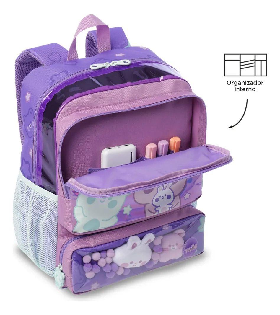 Mochila Escolar Totto Para Niña Friends Party Mediano Morado-5