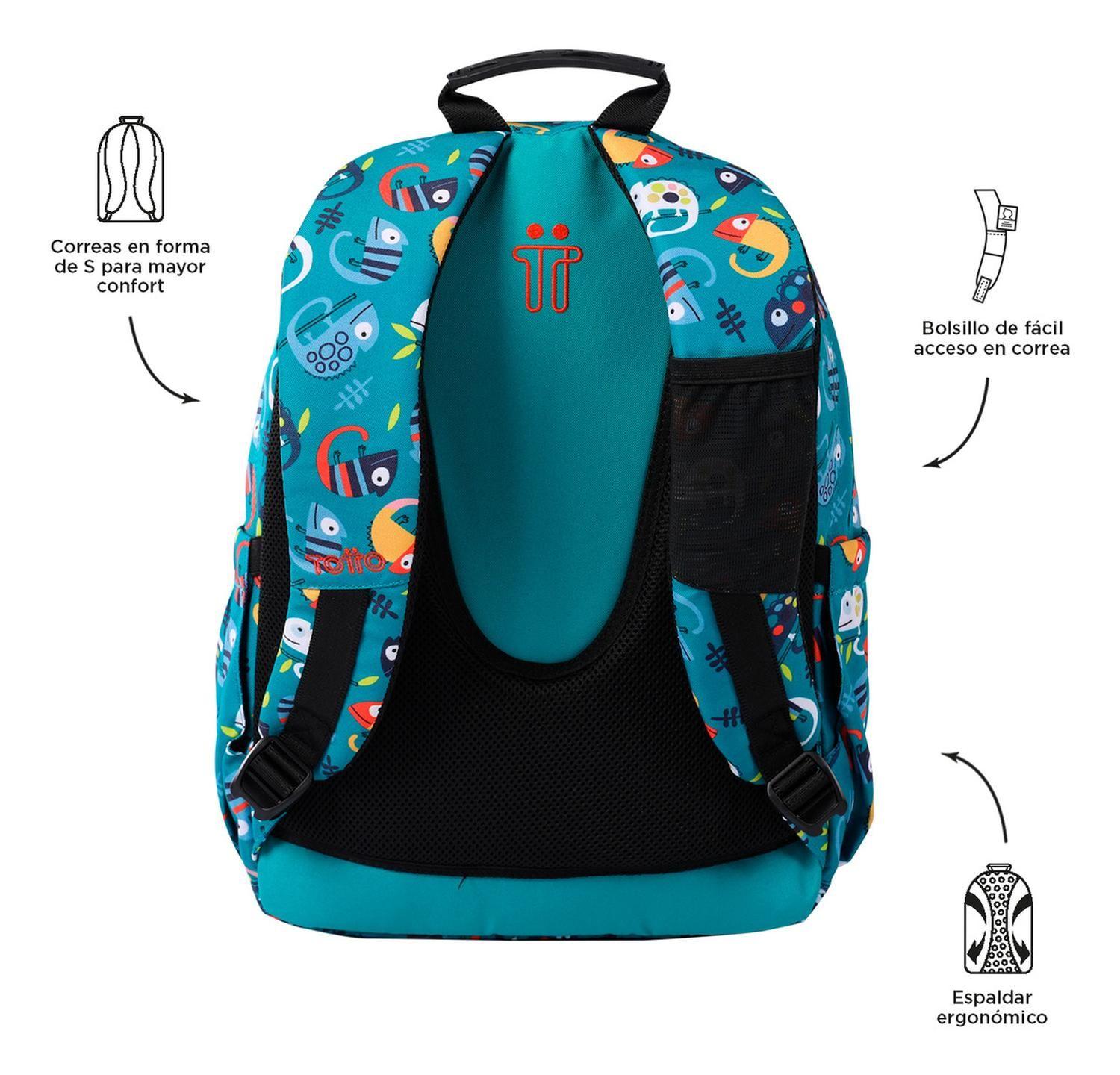 Mochila Escolar Totto Acuarela Rpet Verde Egreth-3