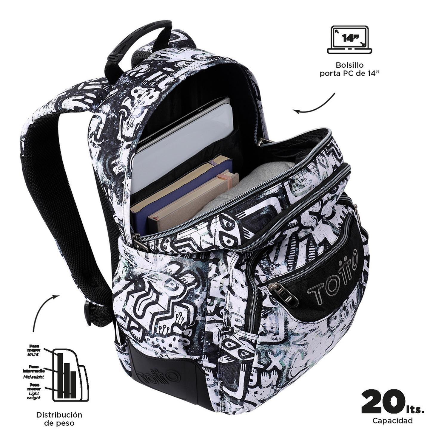 Mochila Escolar Totto Rayol Rpet Blanco Klin-4