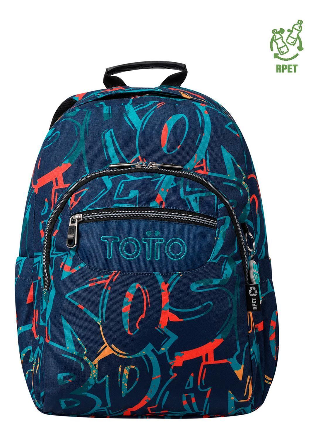 Mochila Escolar Totto Acuarela Rpet Azul Shock-0