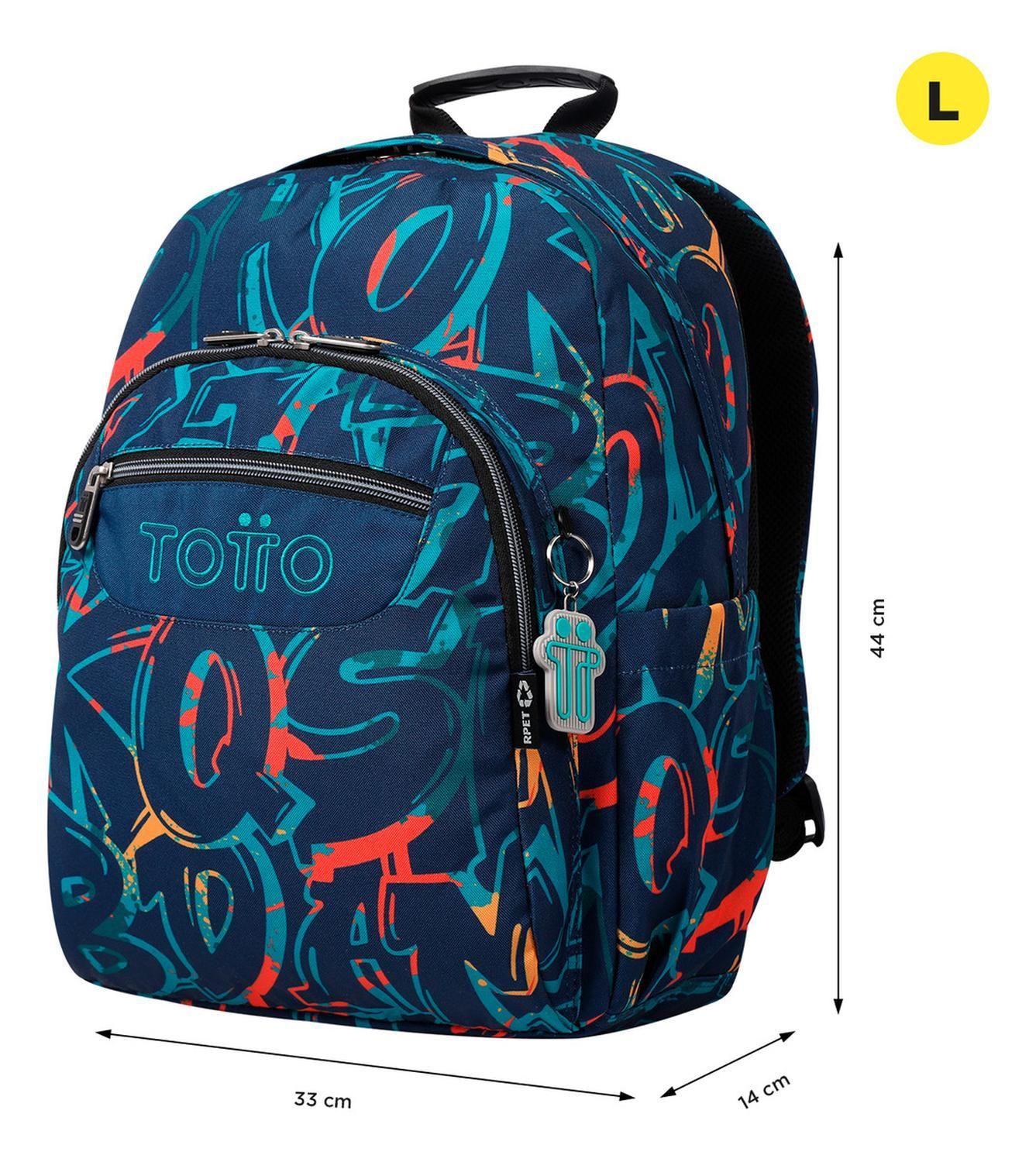Mochila Escolar Totto Acuarela Rpet Azul Shock-2