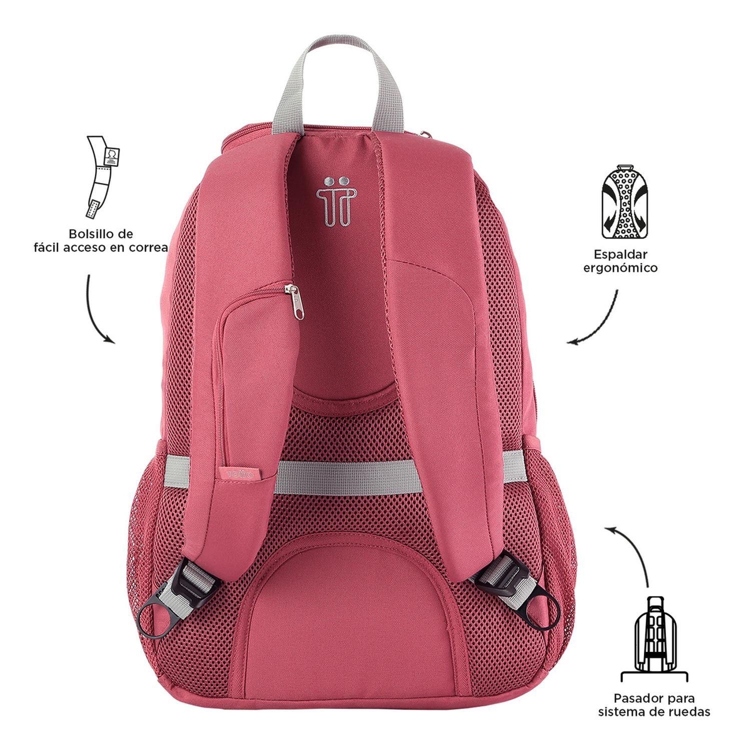 Mochila Ejecutiva Mujer Totto Goctal Rosado Deco Rose-3