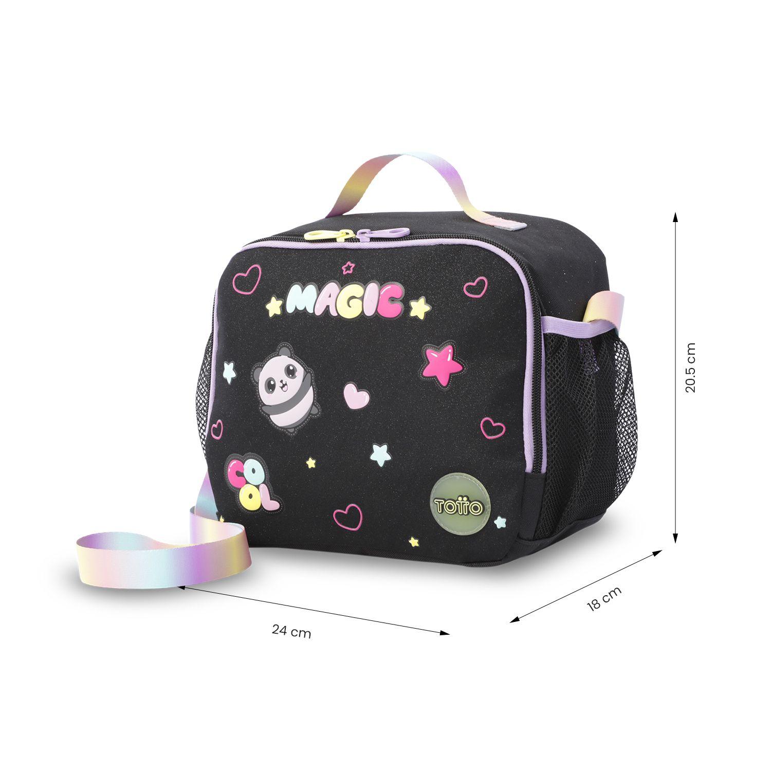 Lonchera Térmica para Niña Glowing Black Grande Negra-3