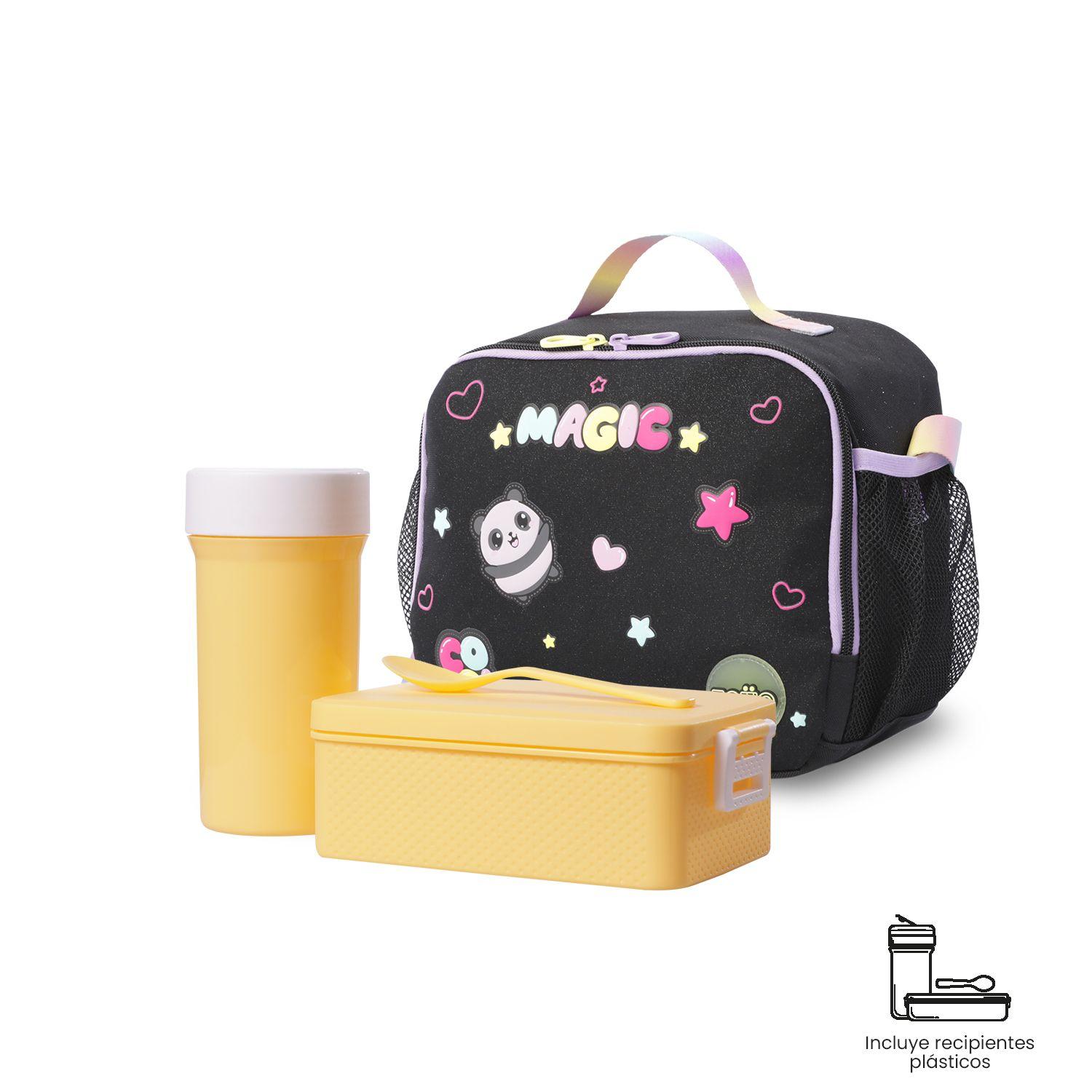 Lonchera Térmica para Niña Glowing Black Grande Negra-7