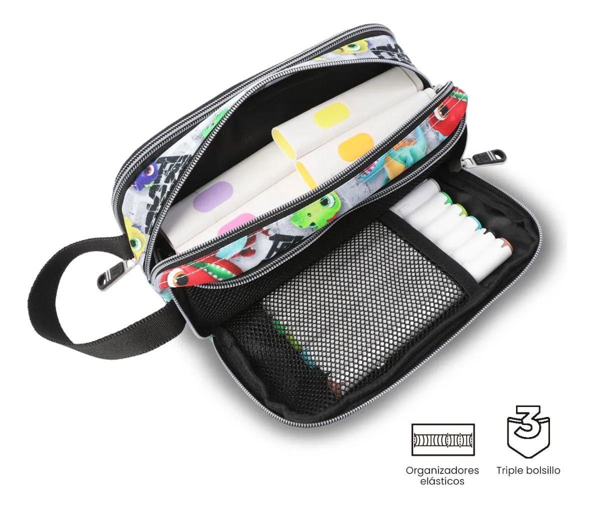 Estuche Escolar Mediana Para Niño Cinta Pro Gris-3