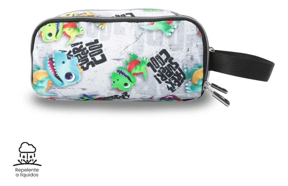 Estuche Escolar Mediana Para Niño Cinta Pro Gris-4