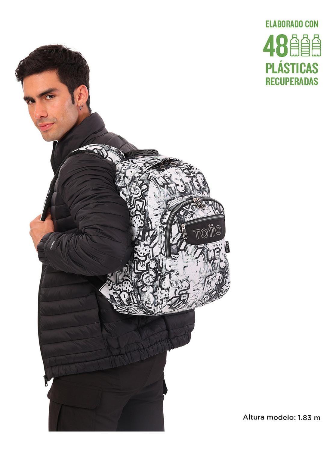 Mochila Escolar Totto Acuarela Rpet Blanco Klin-1