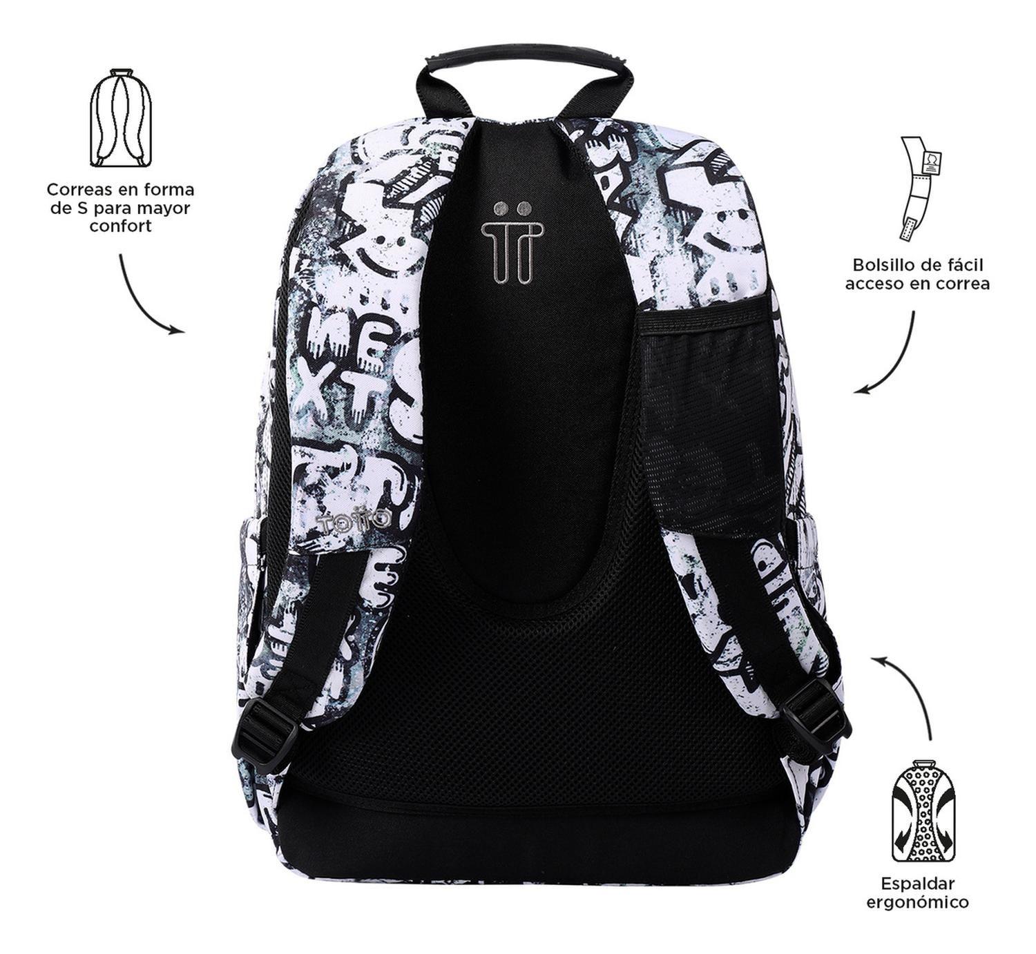 Mochila Escolar Totto Acuarela Rpet Blanco Klin-3