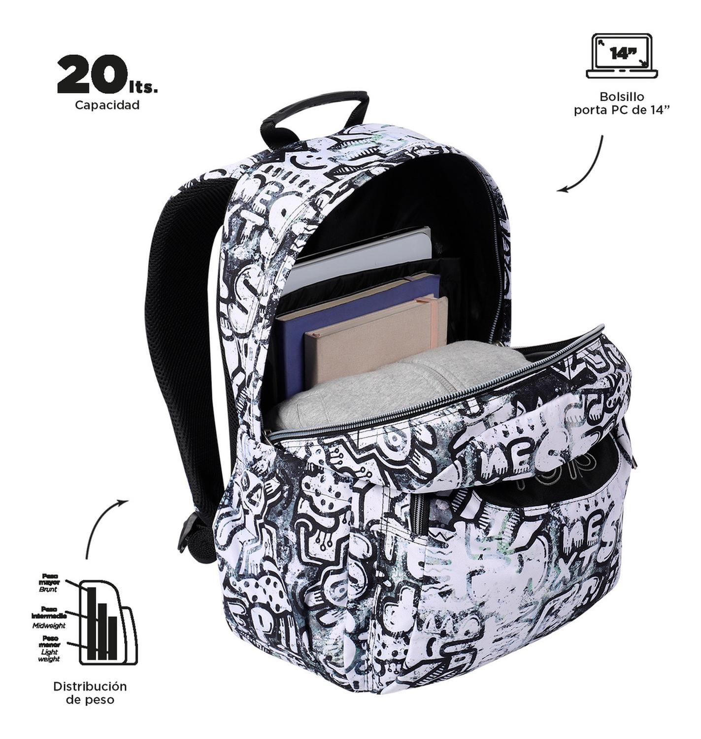 Mochila Escolar Totto Acuarela Rpet Blanco Klin-4
