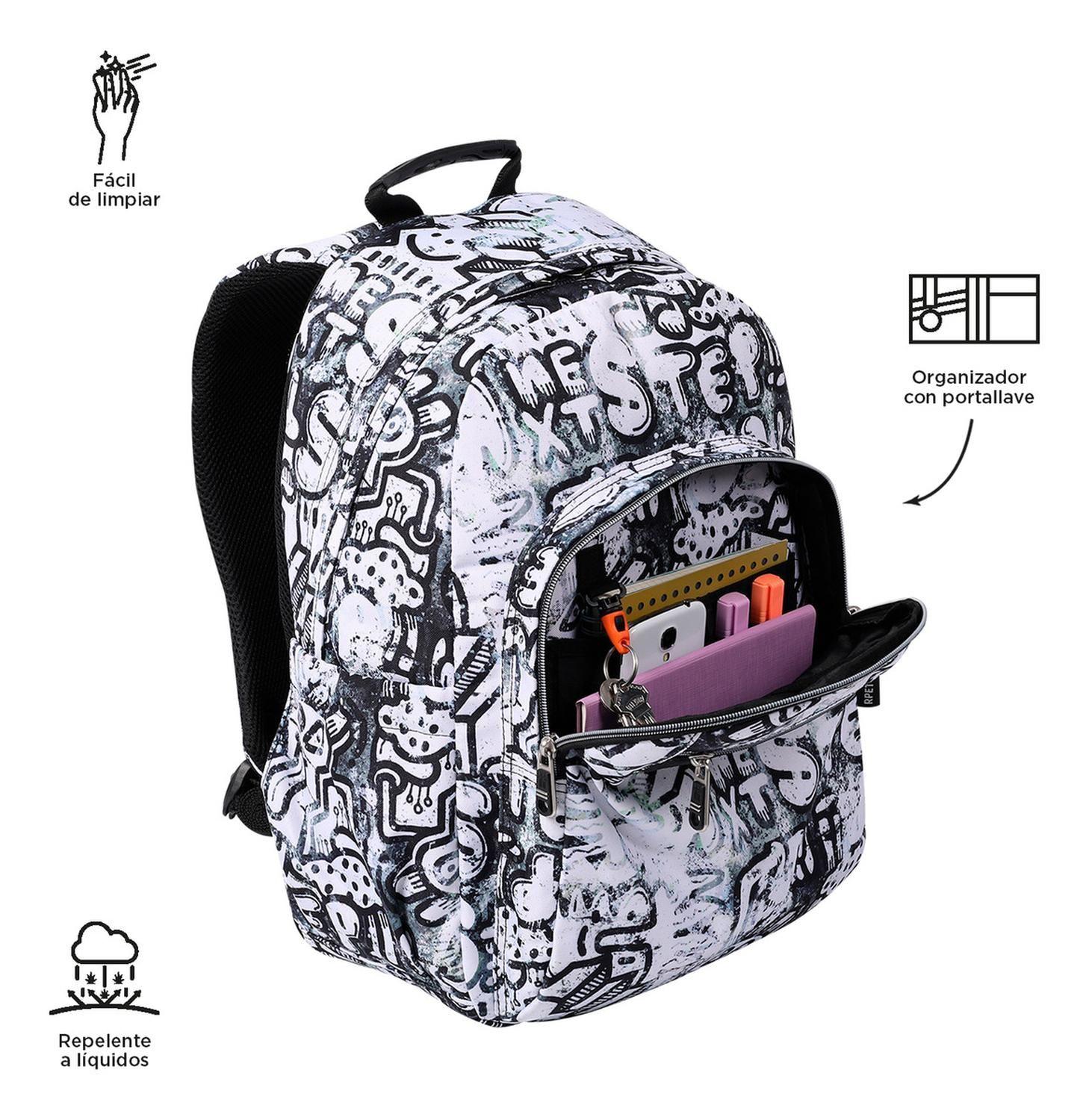 Mochila Escolar Totto Acuarela Rpet Blanco Klin-5