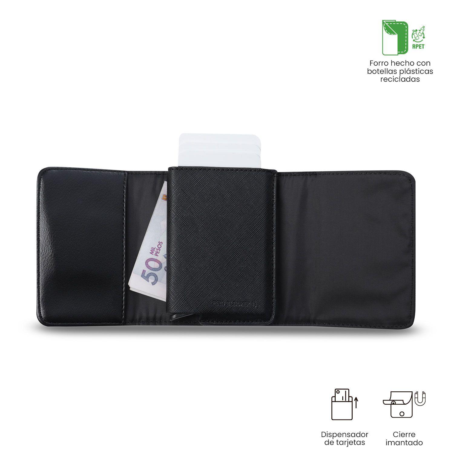 Billetera Totto Hombre Saffiano Sob con RFID Blocker Negra-3