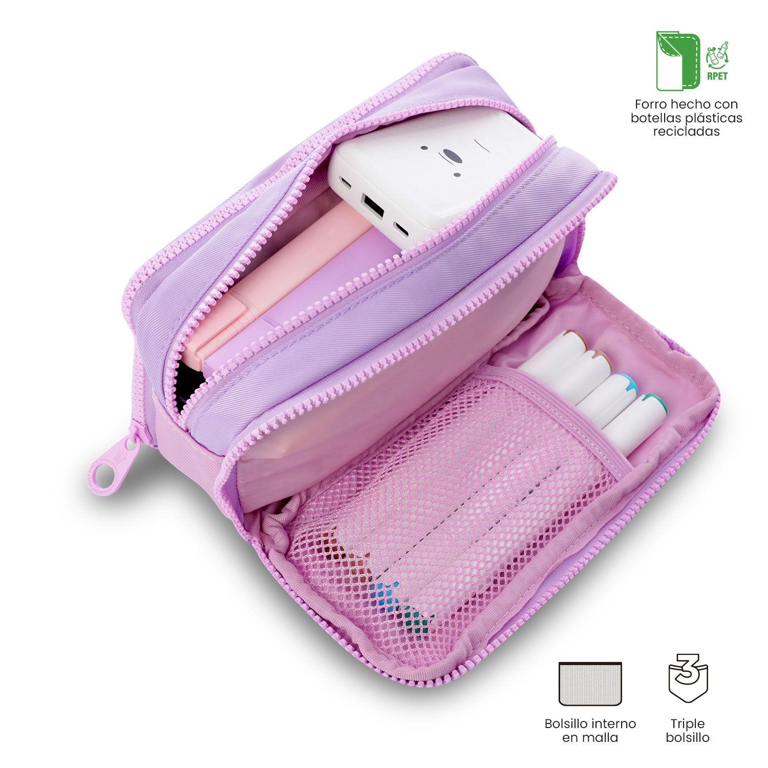 Estuche escolar niña Cluw Mediano Morado Totto-2