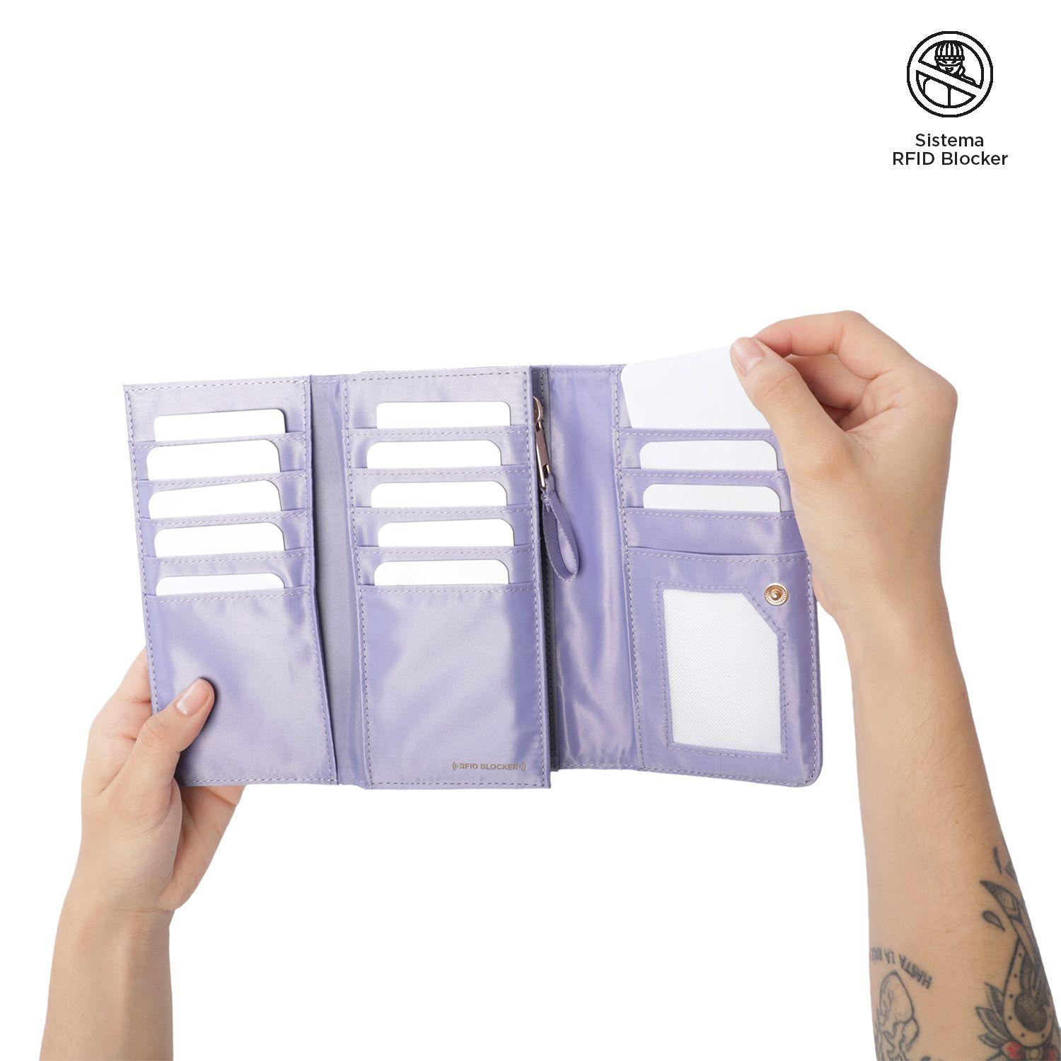 Billetera Mujer Bel Grande con RFID Blocker Morada -2