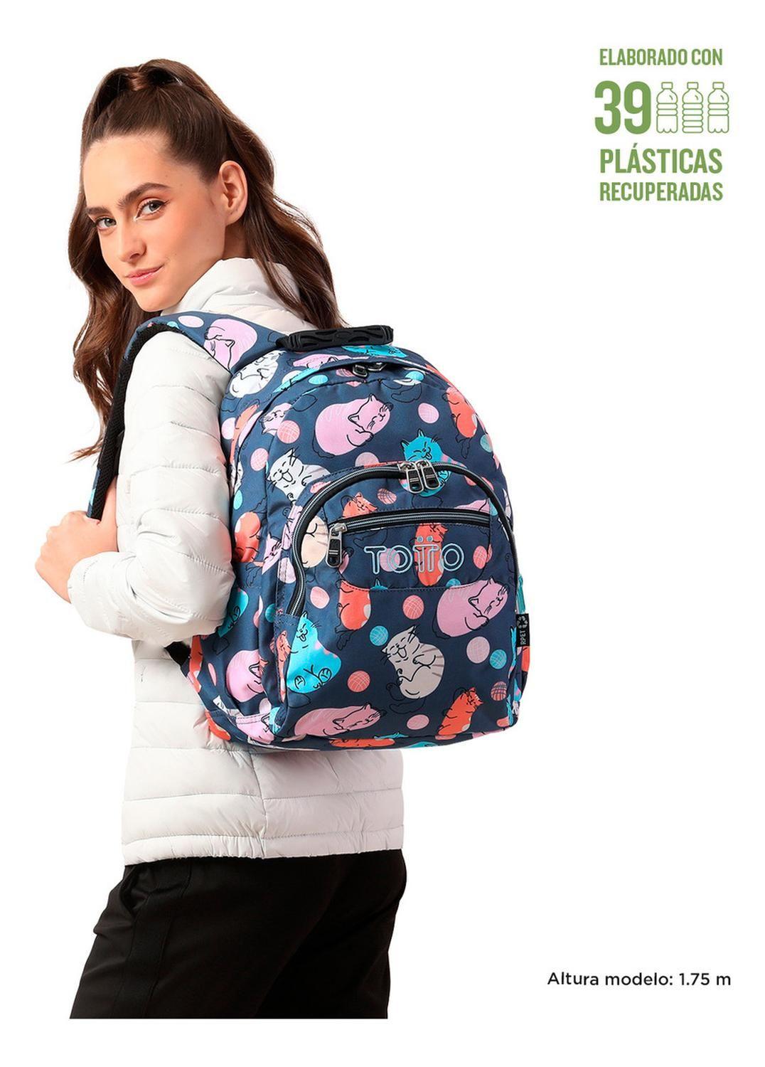 Mochila Escolar Totto Gommas Rpet Gris Missi-1