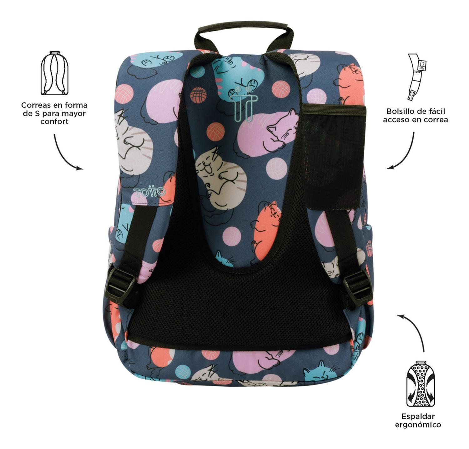 Mochila Escolar Totto Gommas Rpet Gris Missi-3