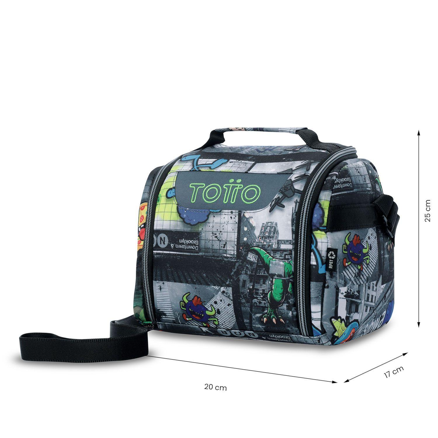 Lonchera Térmica Hombre Resaltador Grande Negra Totto-3