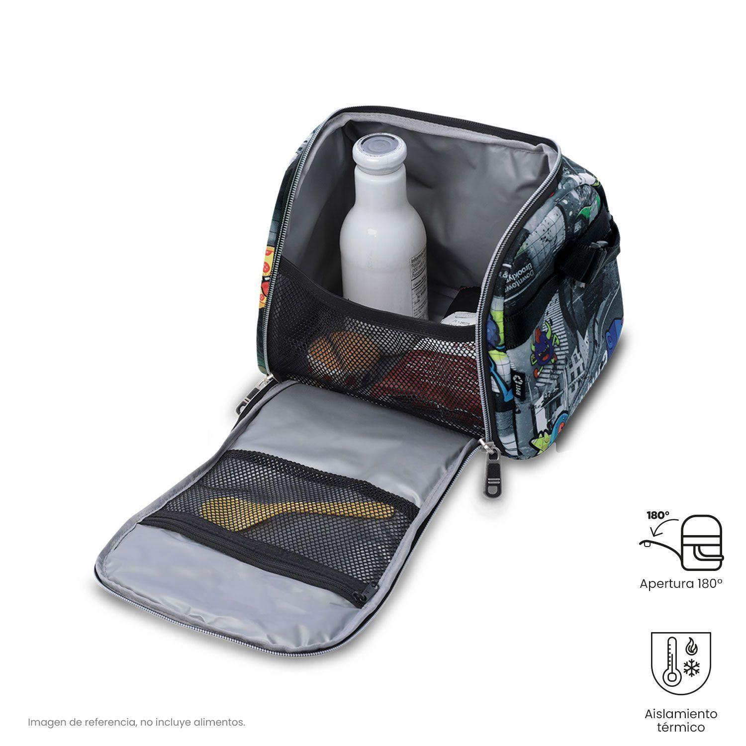 Lonchera Térmica Niño Resaltador Grande Negra Totto-2