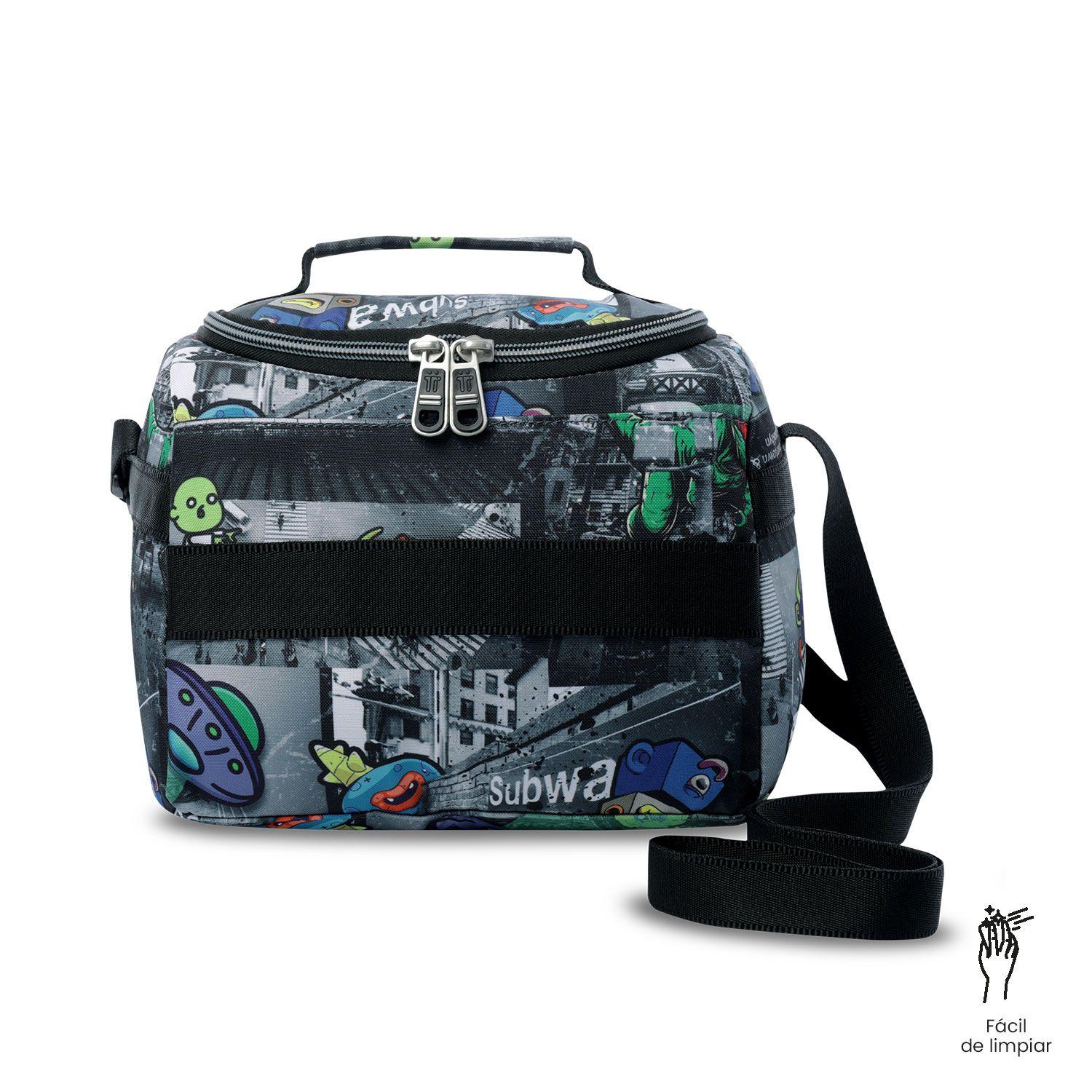 Lonchera Térmica para Hombre Resaltador Grande Negra-5