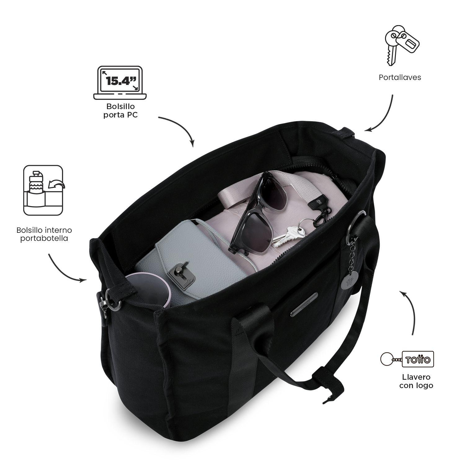 Cartera Mujer Tote-Bag Porta Notebook 15.4" Negro Totto-4