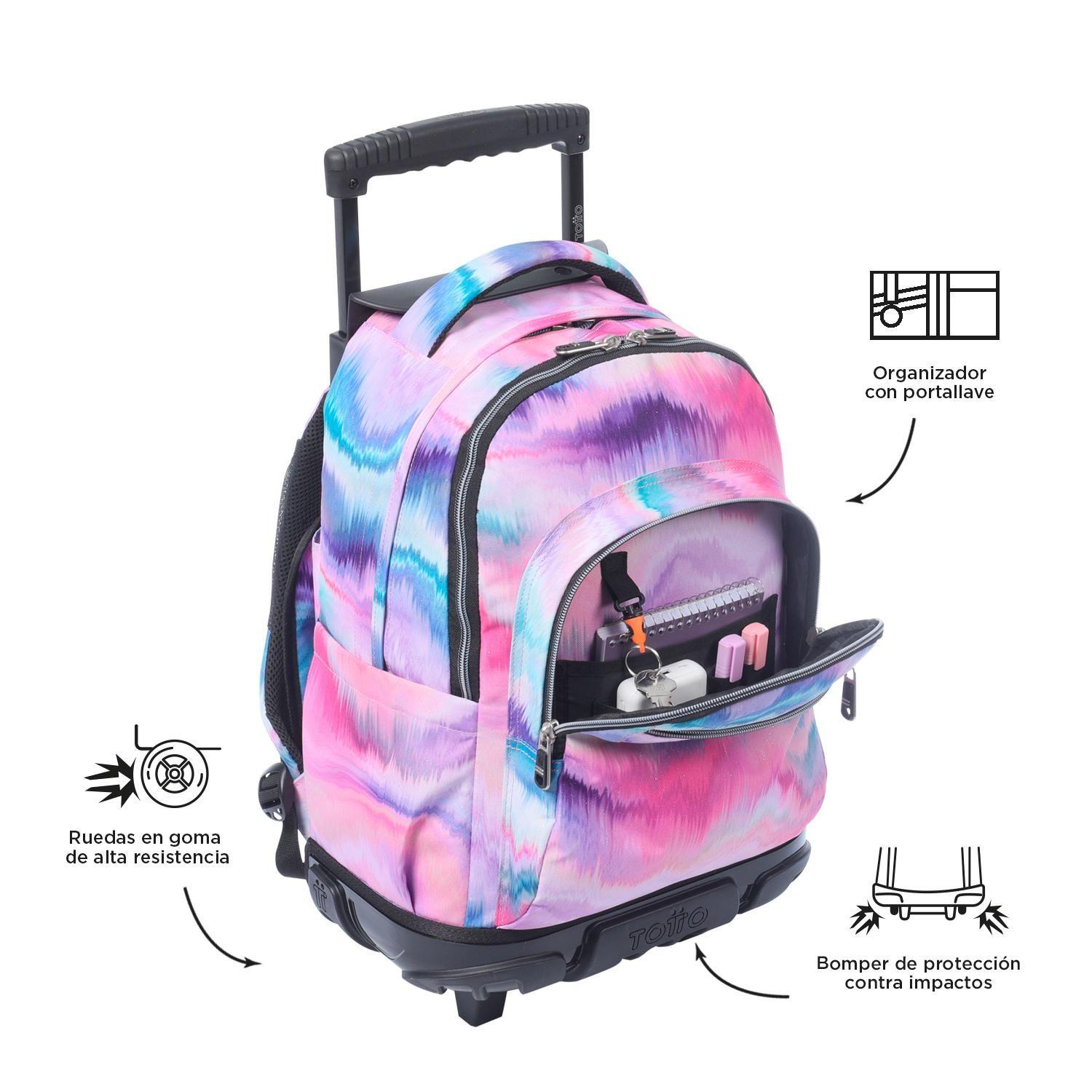 Mochila Escolar con Ruedas Bomper Renglon Glitter Pallay-5