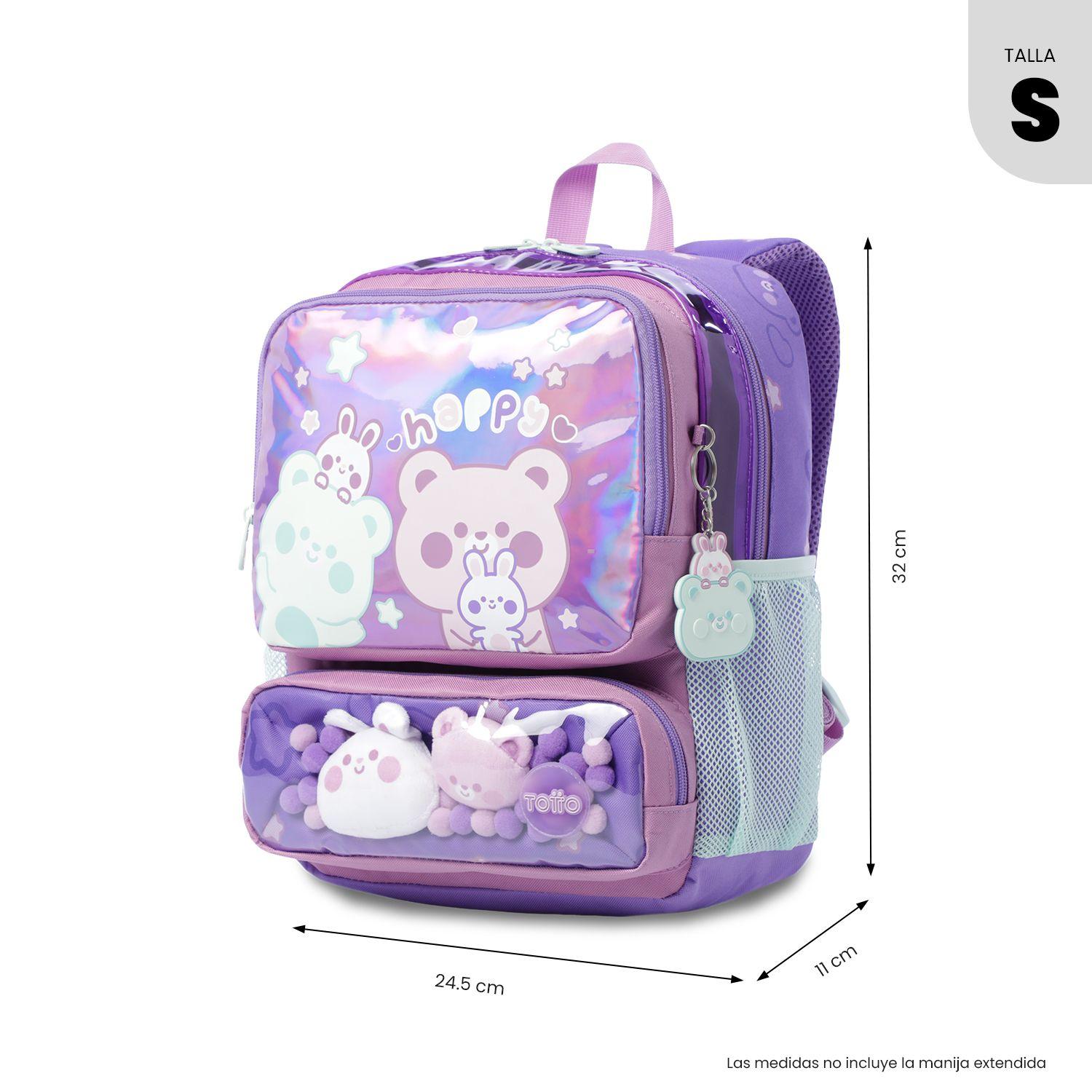 Mochila Escolar Totto Para Niña Friends Party Pequeño Morado-2