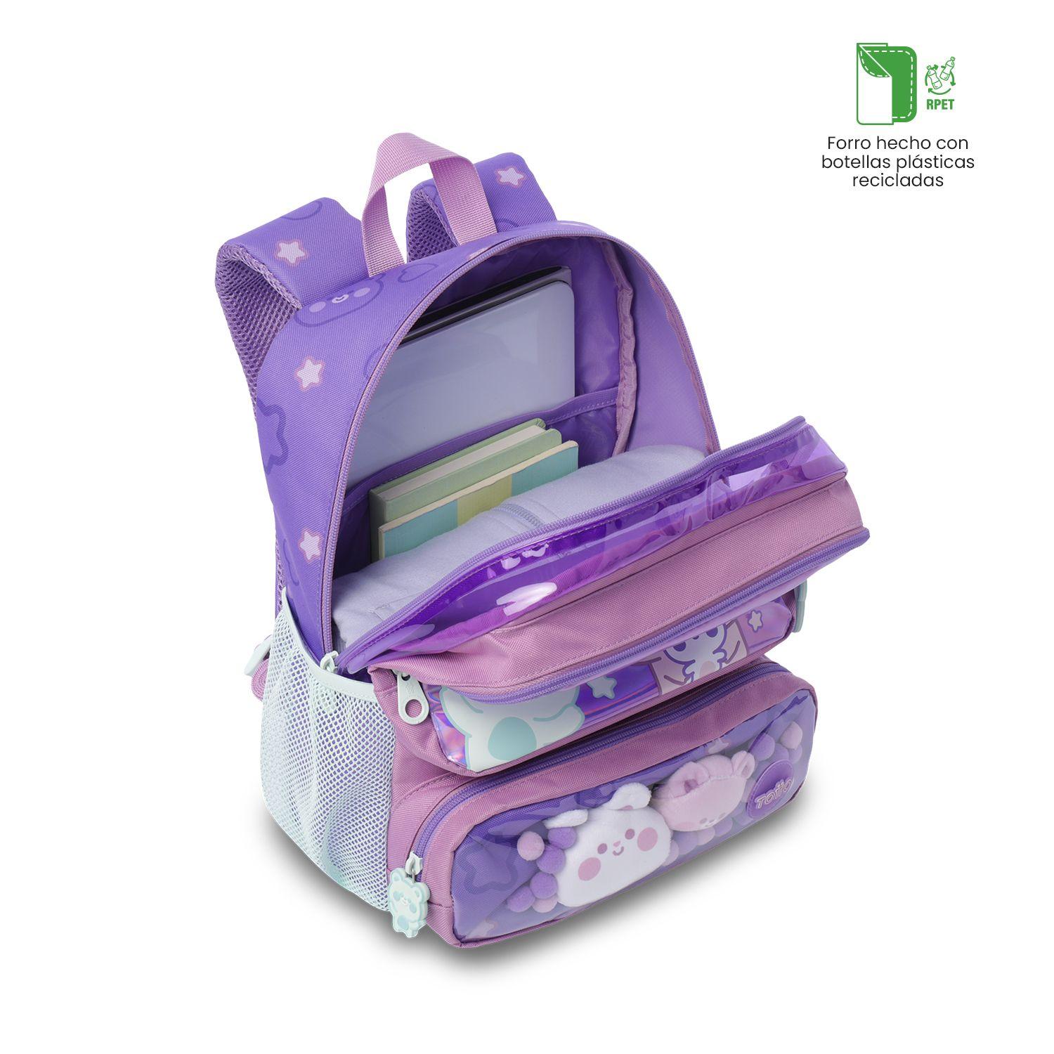 Mochila Escolar Totto Para Niña Friends Party Pequeño Morado-4