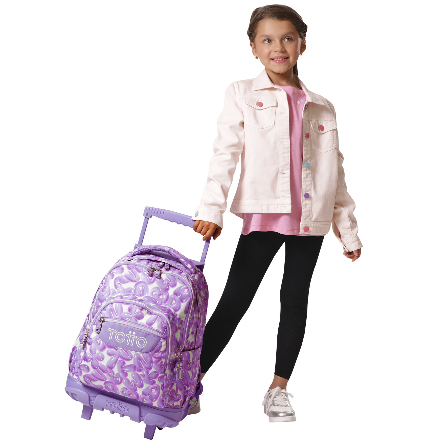 Mochila Escolar Totto Rpet Blanco Con Ruedas Niña 26l-5