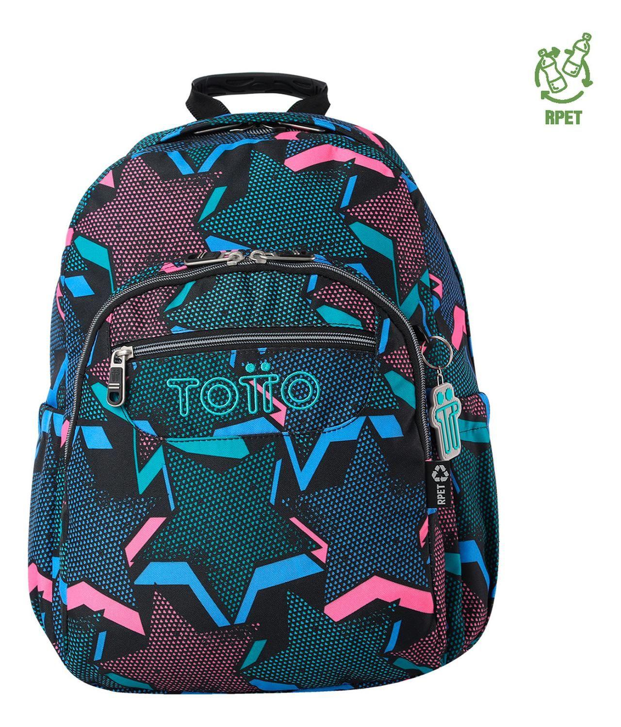 Mochila Escolar Totto Acuarela Rpet Negro Lety Black-0