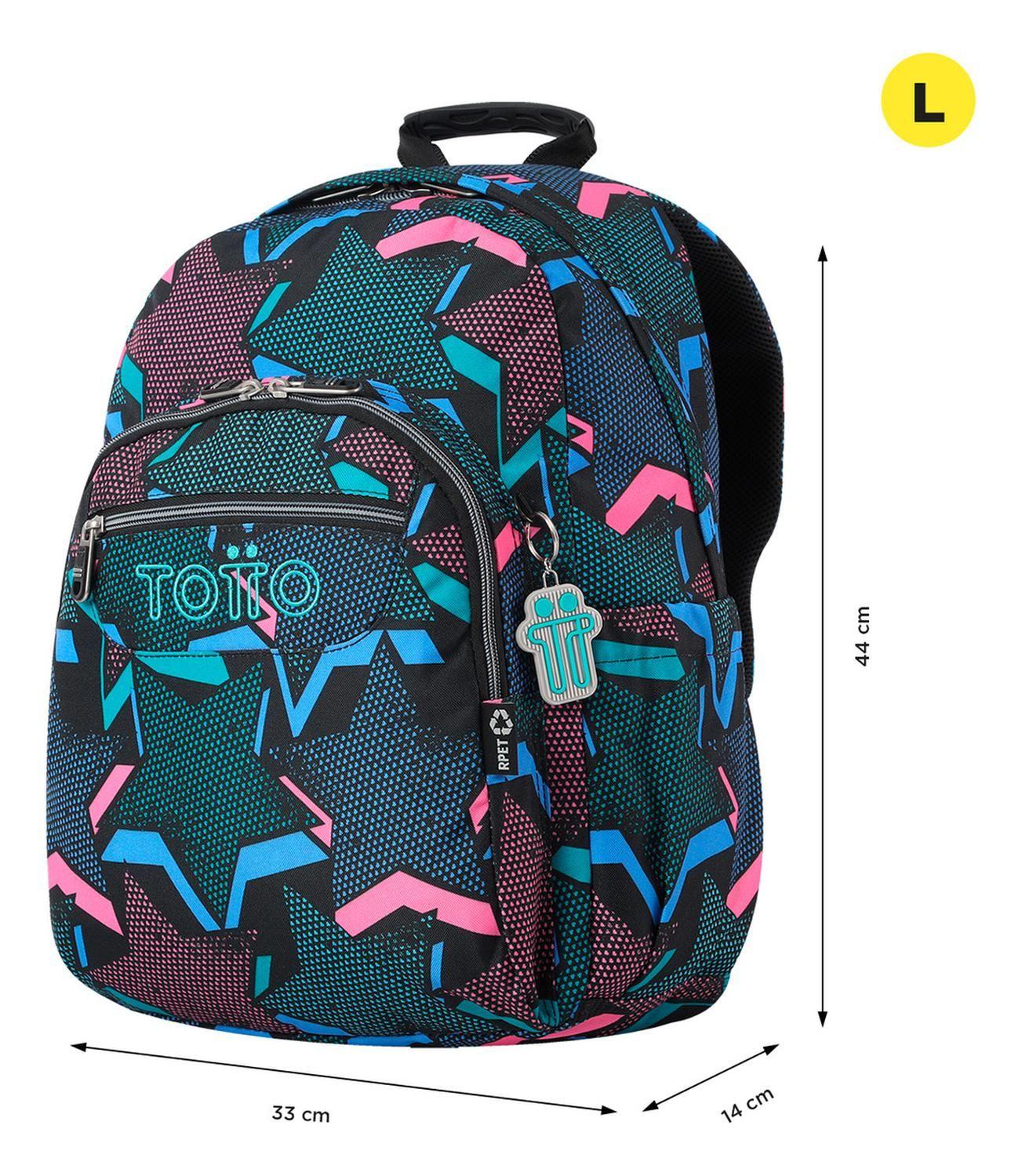 Mochila Escolar Totto Acuarela Rpet Negro Lety Black-2