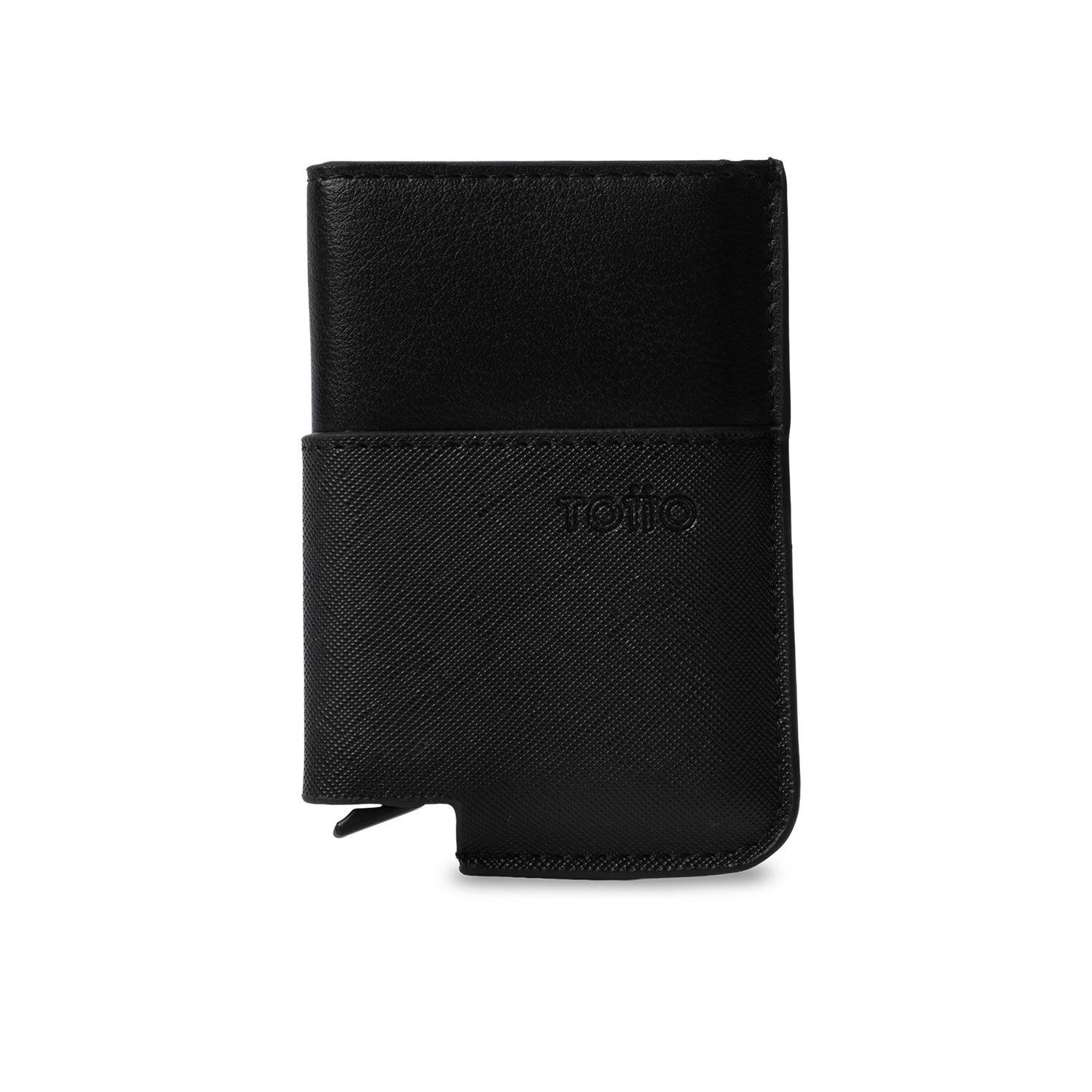 Portadocumentos Inteligente Saffiano con RFID Blocker Negro-0