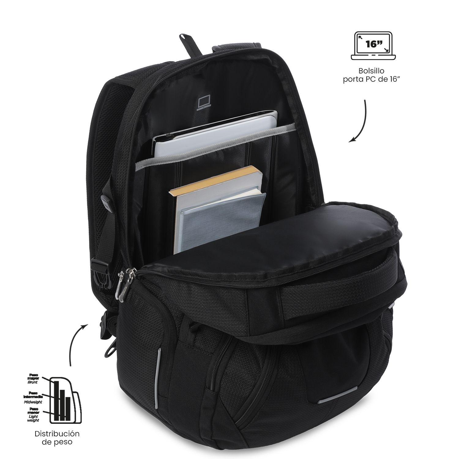 Mochila Ejecutivo Porta PC 16" Polixan 3.0 Negro Hombre-4