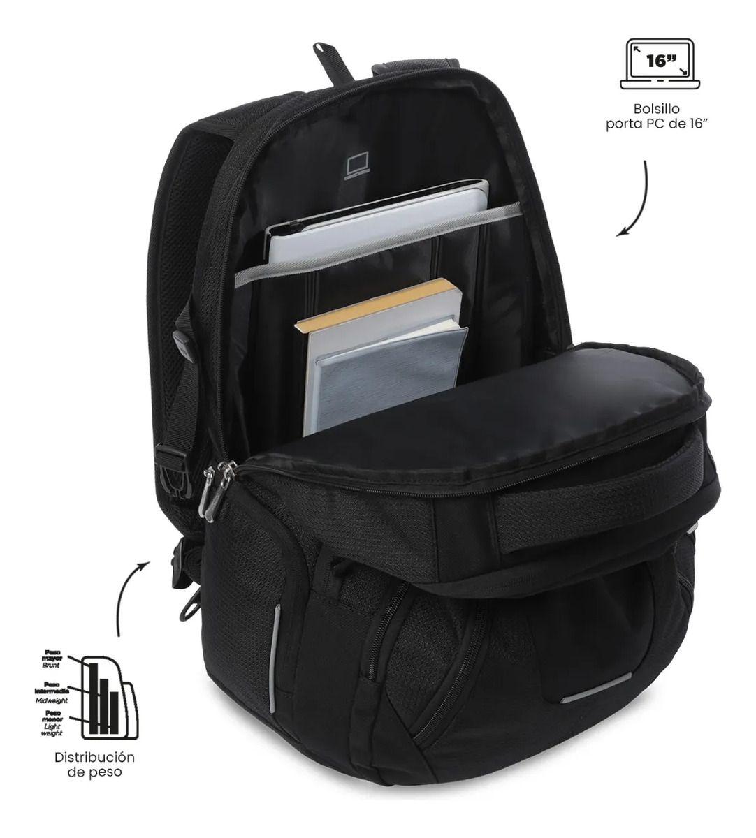 Mochila Ejecutivo Porta Pc 16  Polixan 3.0 Negro Hombre-3