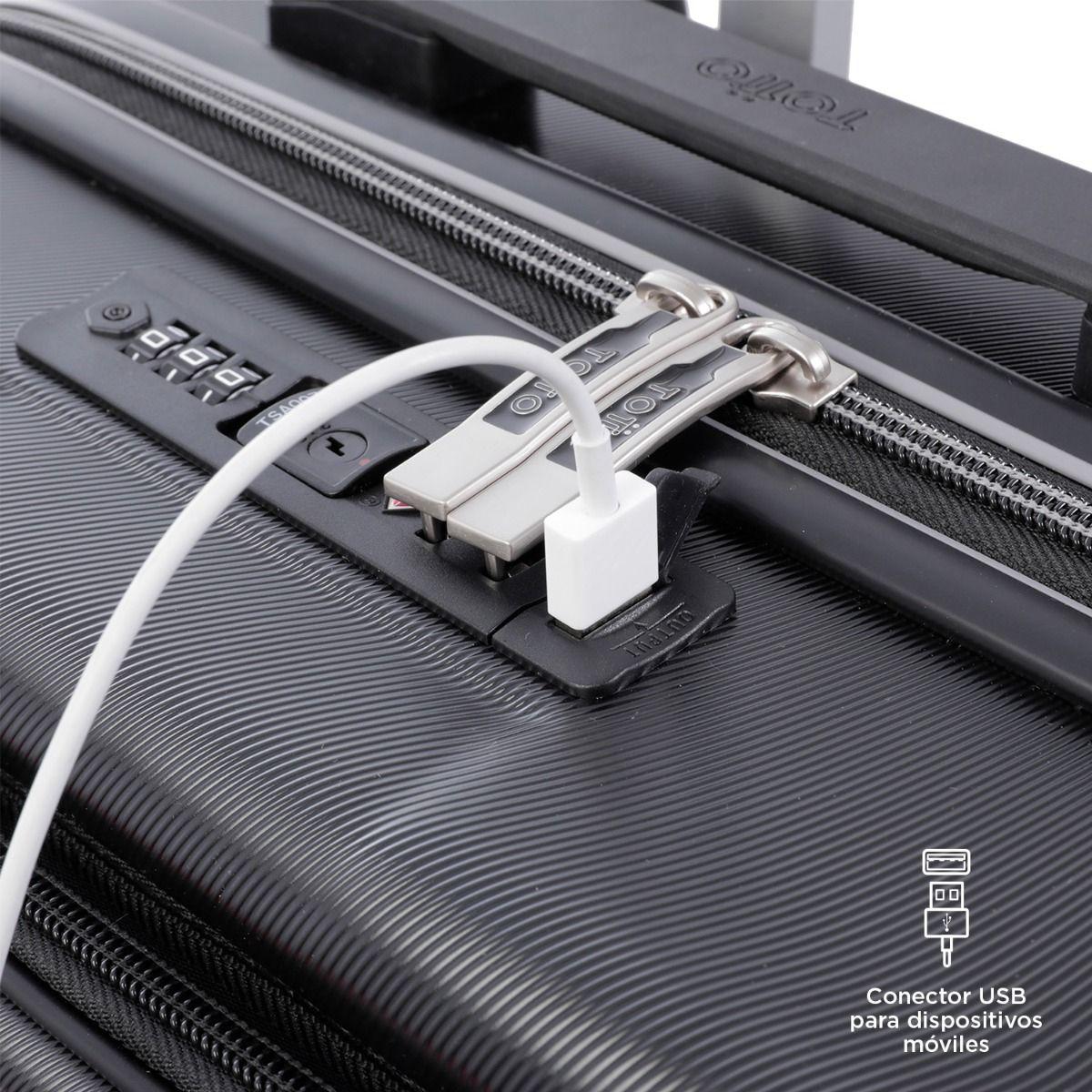 Totto Maleta Cabina Rigida USB Carry On 8 Ruedas 360 TAZ001 -6