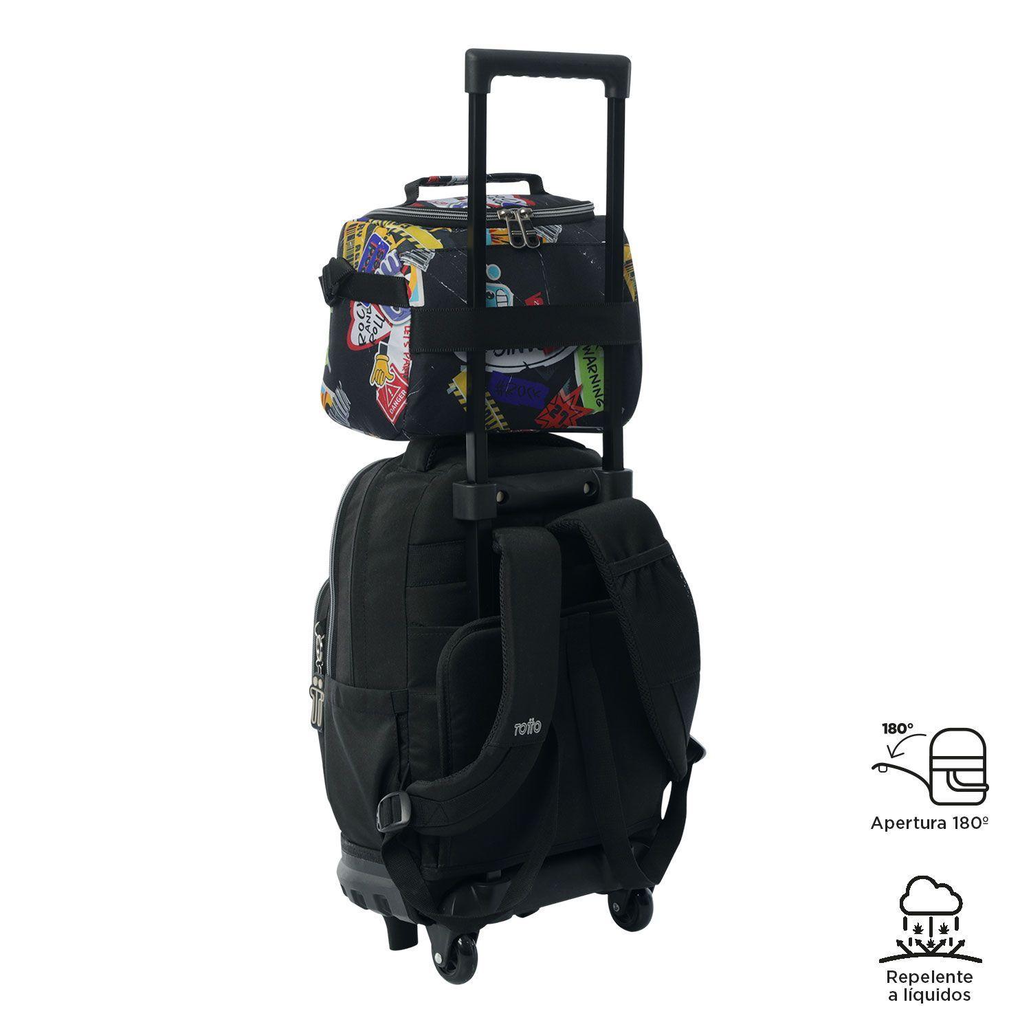 Lonchera Térmica Escolar Para Niño Resaltador Negra Totto-4