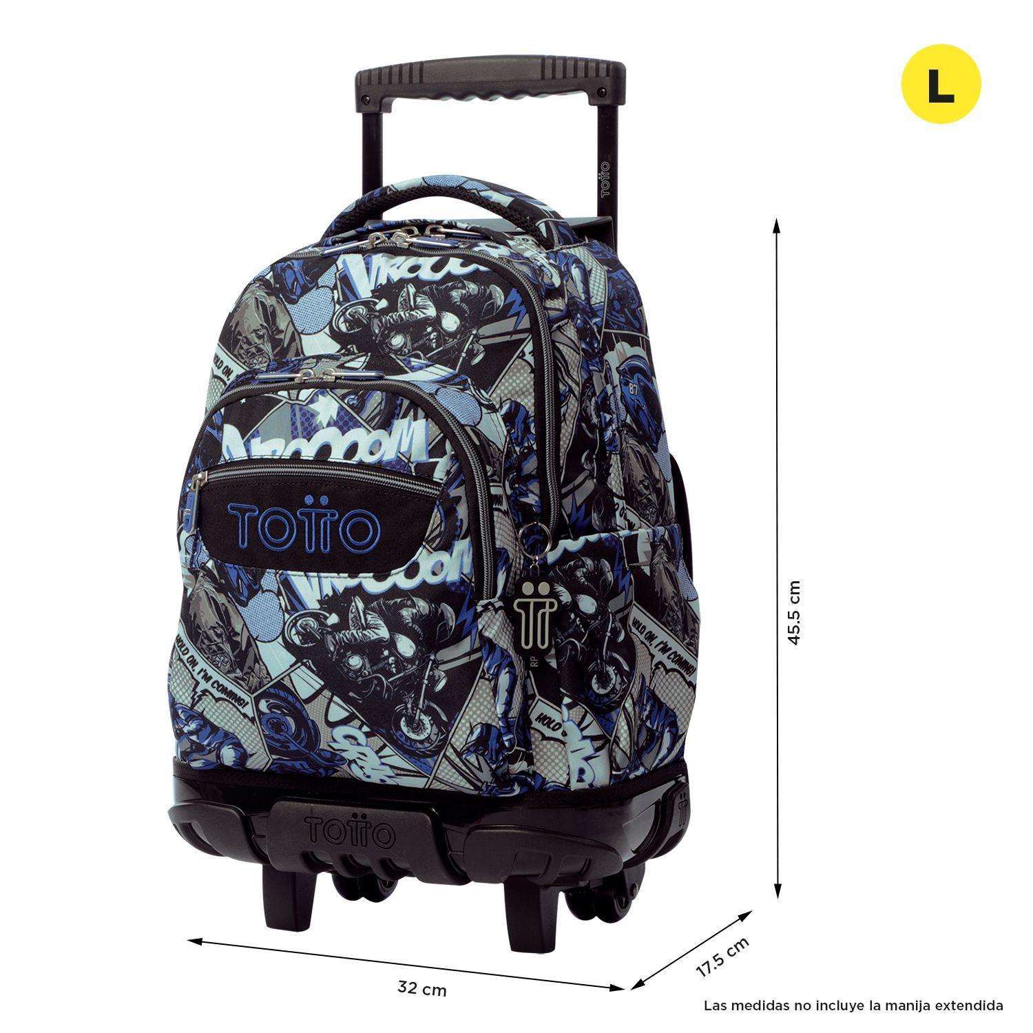 Mochila Escolar Ruedas Niño Notebook 15.4" Bomper Renglon Gris Totto-2
